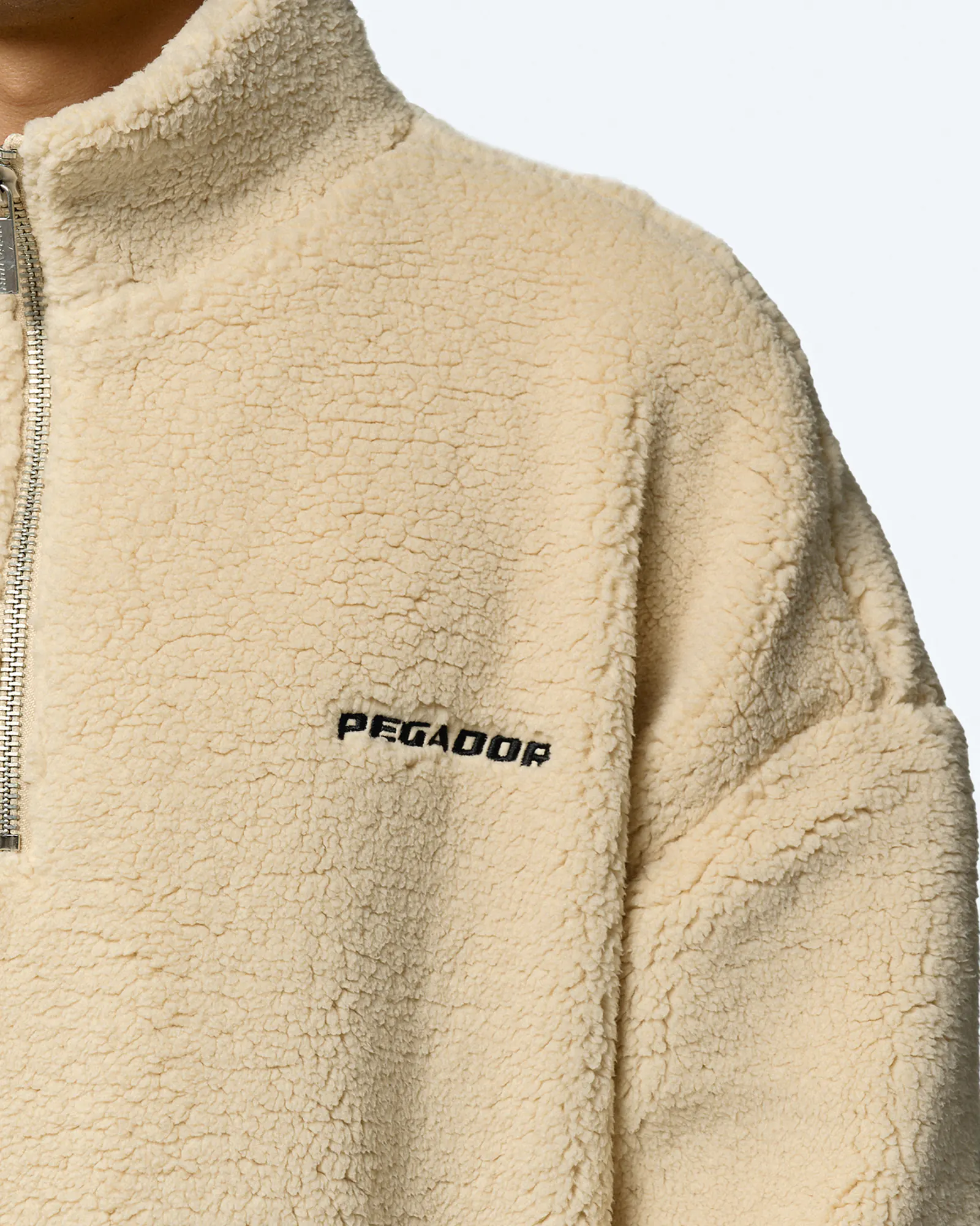 PEGADOR Puka Teddy Half Zip Sweater Light Beige - Main Image