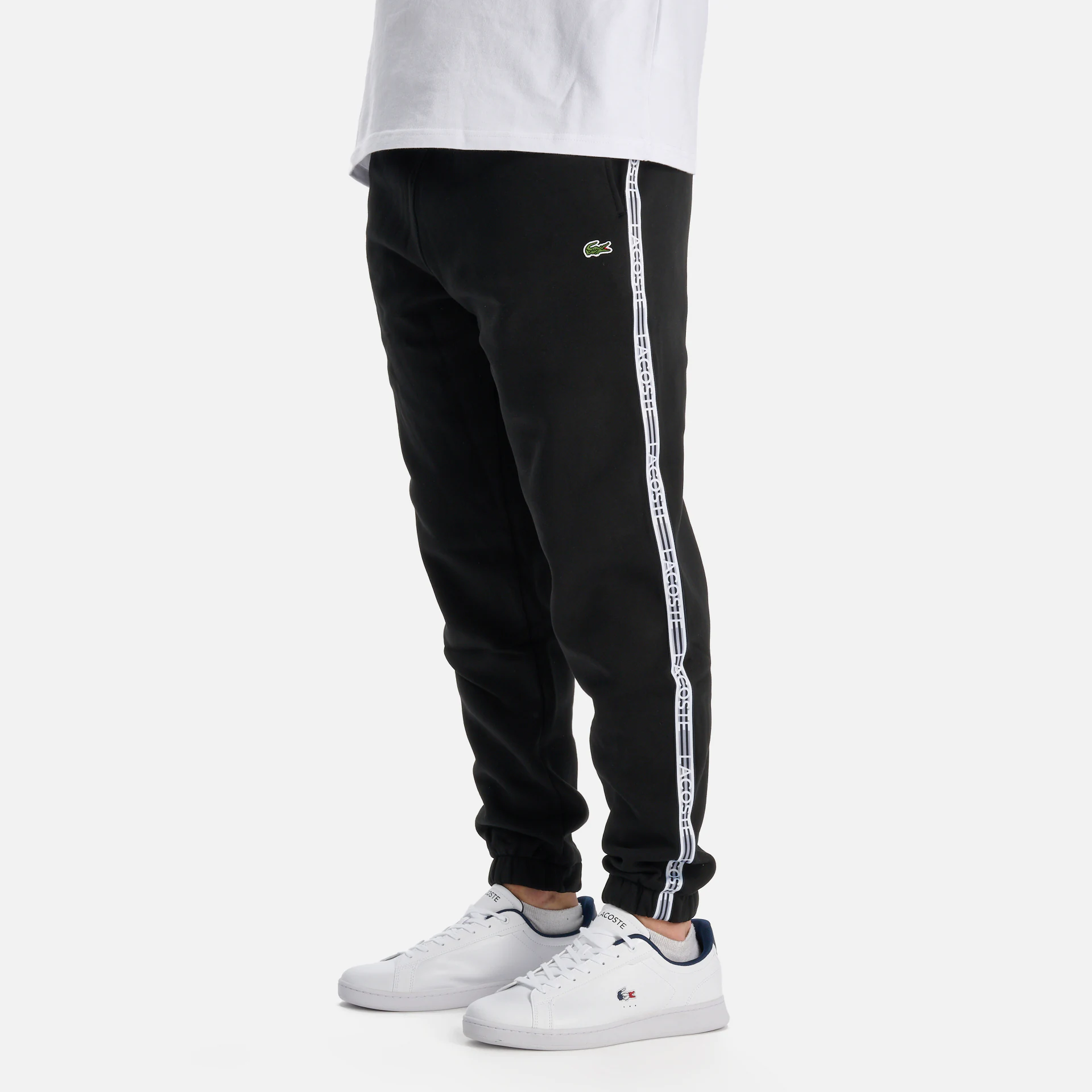 Lacoste Logo Stripe Flannel Pants Black