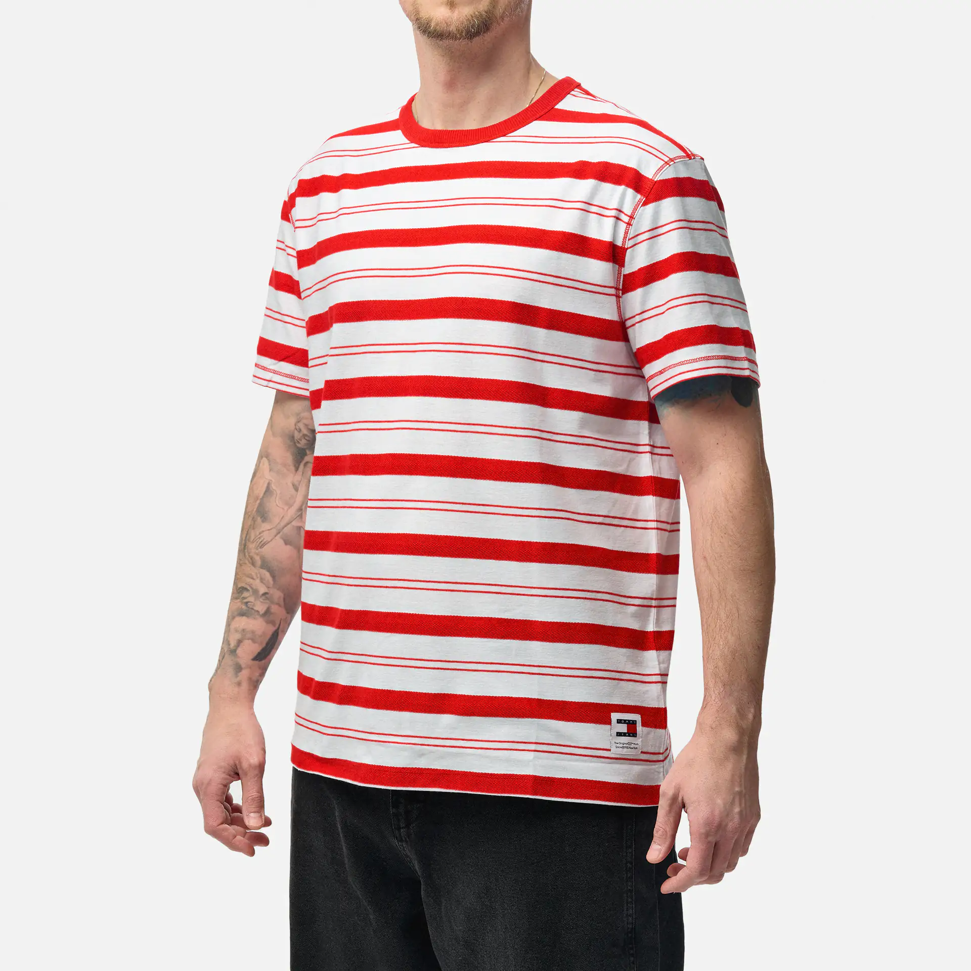 Tommy Jeans Regular Stripe T-Shirt Deep Crimson