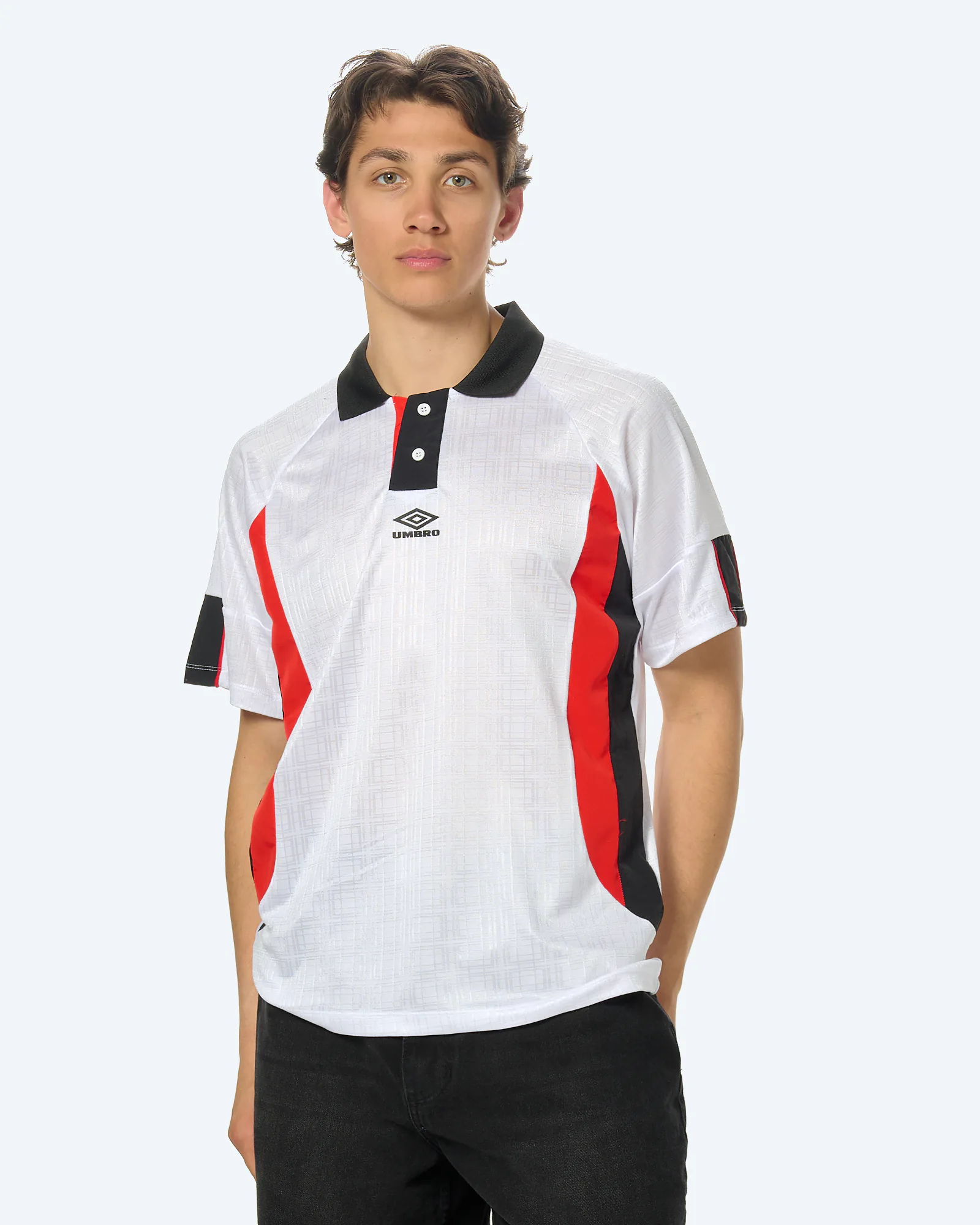 Umbro Football Shirt Brilliant White/Black/Goji Berry