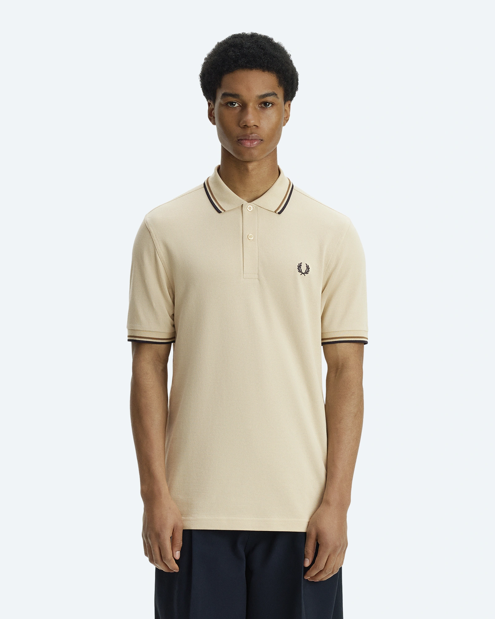 Twin Tipped Polo Shirt Oatmeal/Bronze/Navy