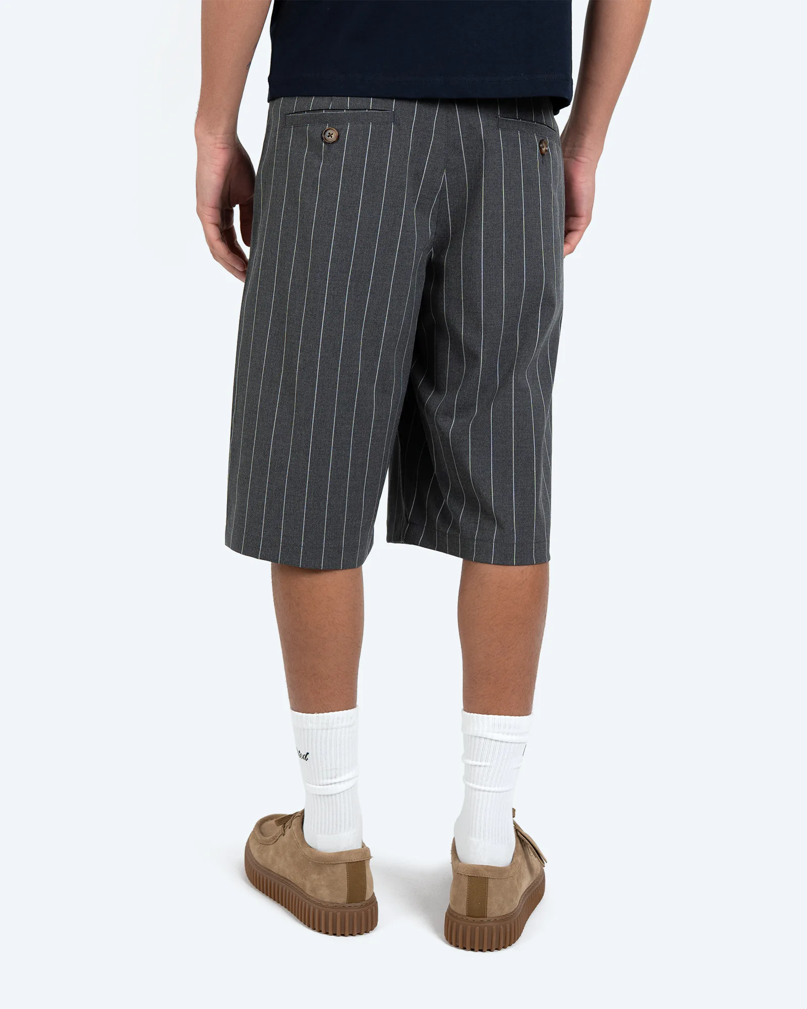 Prohibited Newport Pleated Shorts Dark Grey/White