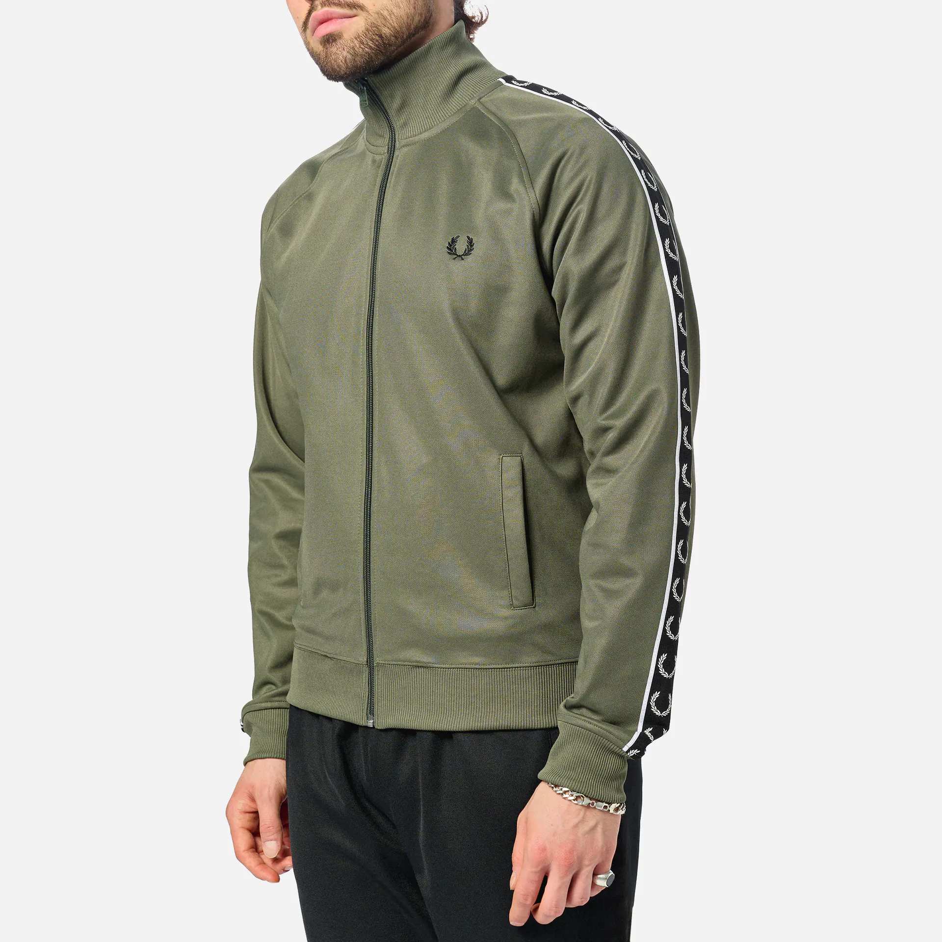 Fred Perry Taped Track Jacket Laurel Wreath Green/Black/Black