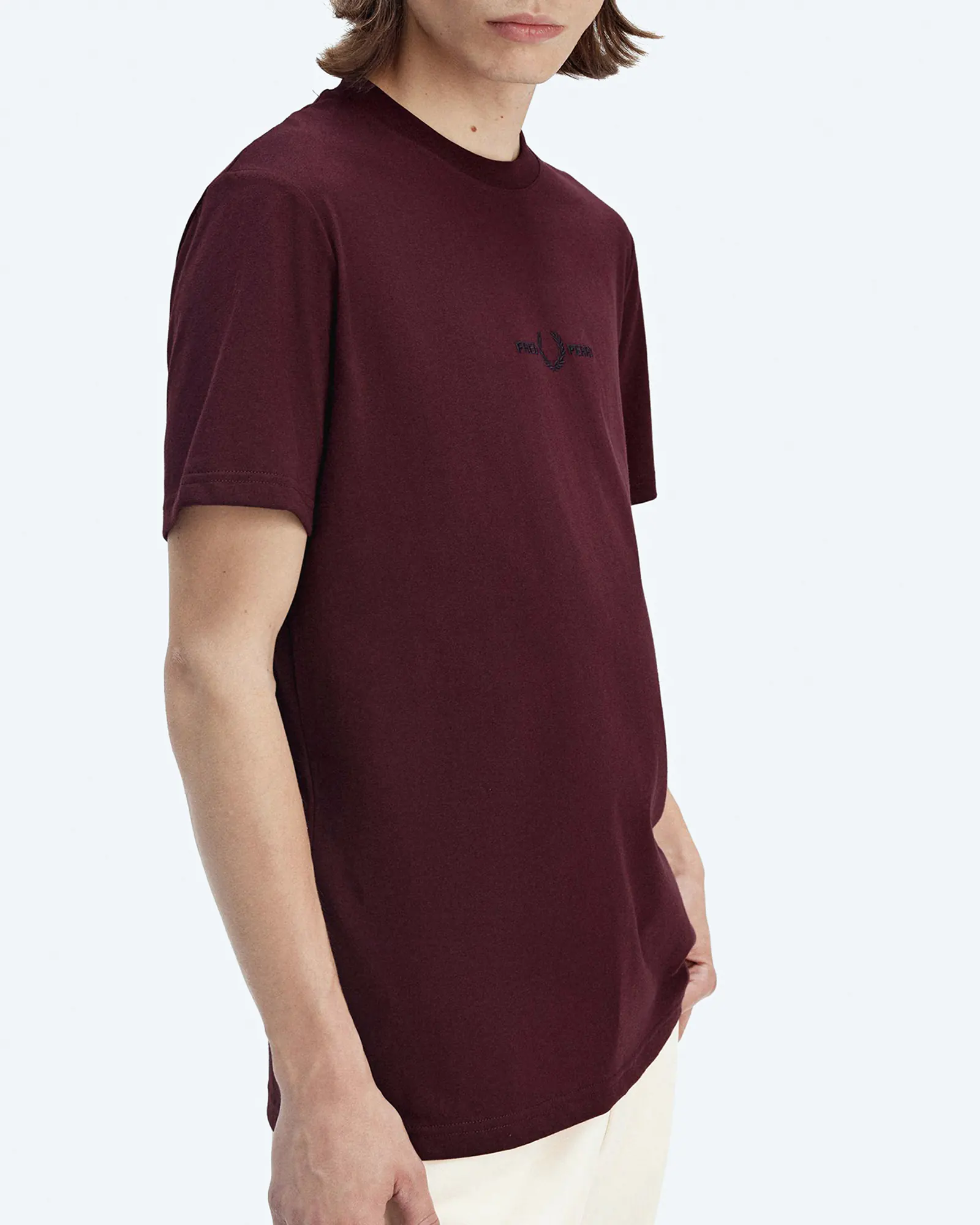 Fred Perry Embroidered T-Shirt Oxblood Fred Perry Embroidered T-Shirt Oxblood