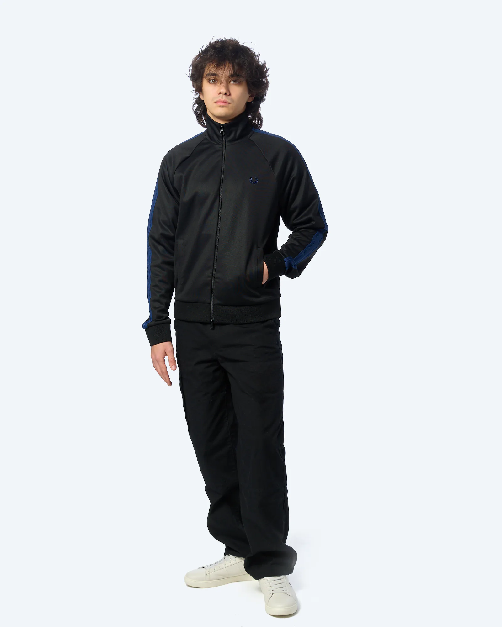 Fred Perry Mesh Taped Track Jacket Black