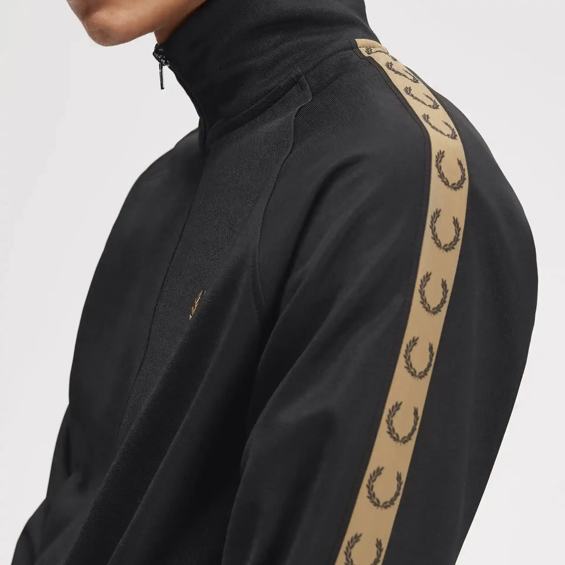 Fred Perry Contrast Taped Track Jacket Black/Shaded Stone
