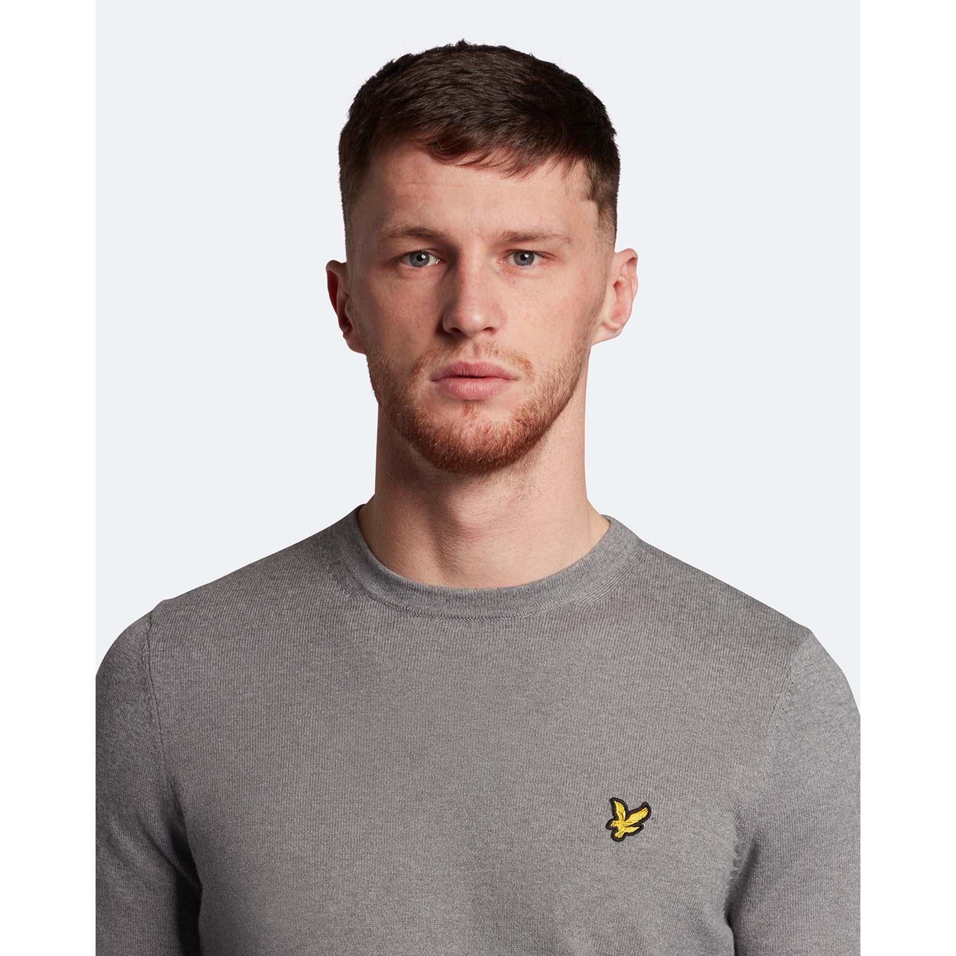 Lyle & Scott Crew Neck Cotton Merino Mid Grey Marl