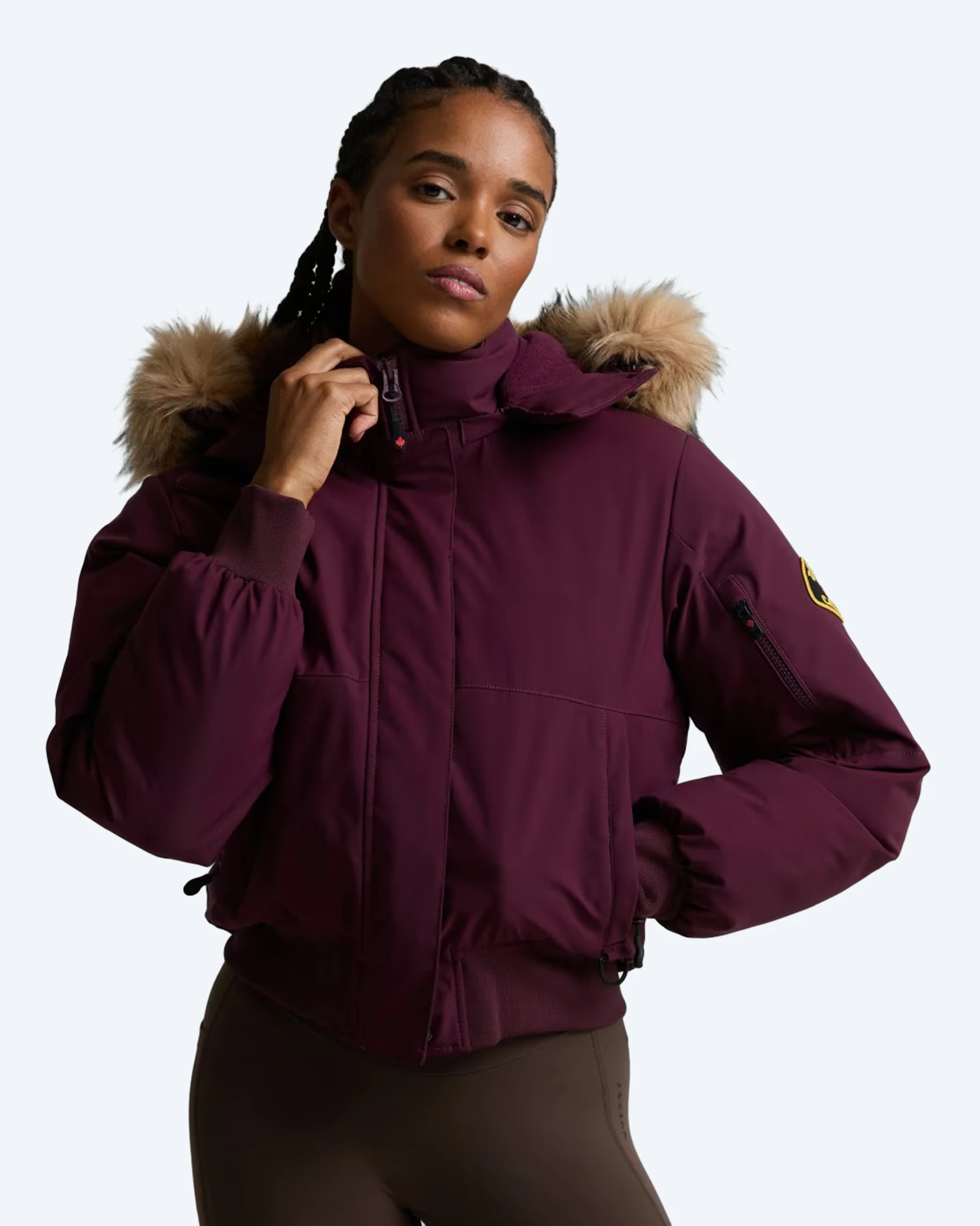 Olivia Hooded Bomber Jacket Red