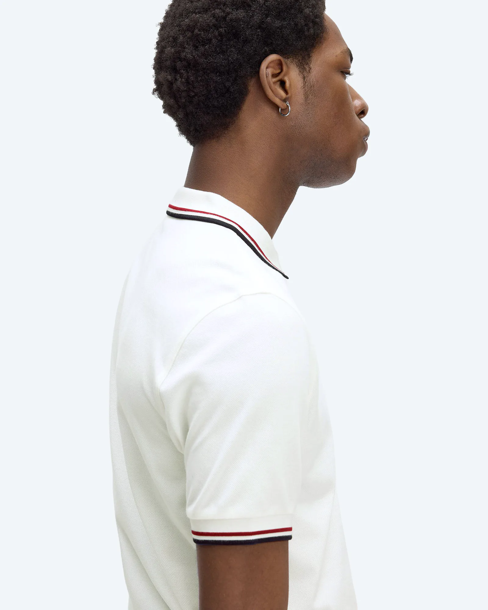 Fred Perry Twin Tipped Polo Shirt Snow White/Burnt Red/Navy