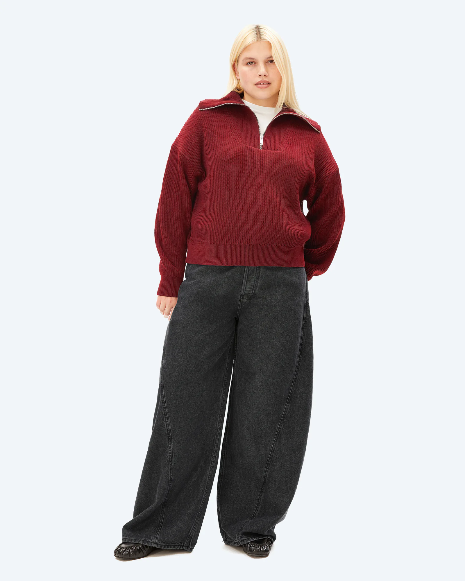 VANISÉ RIB KNIT TROYER velvet red-light velvet red