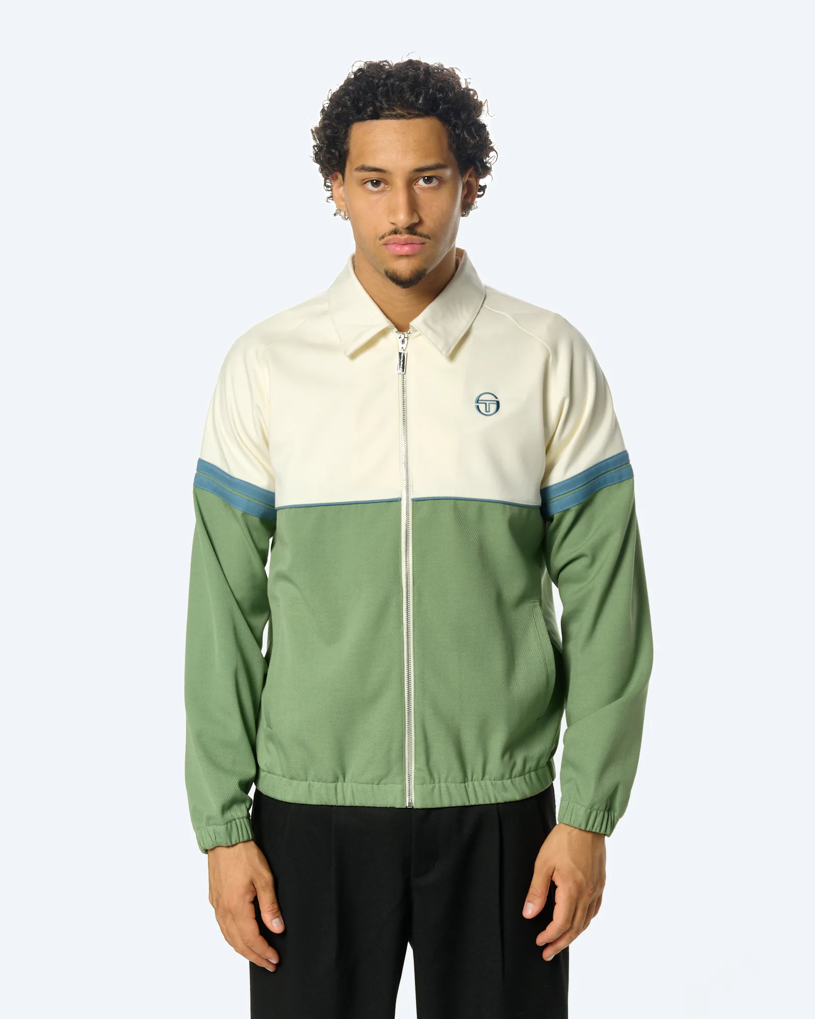 Orion Tencel Track Jacket Iceberg Green/Gardenia
