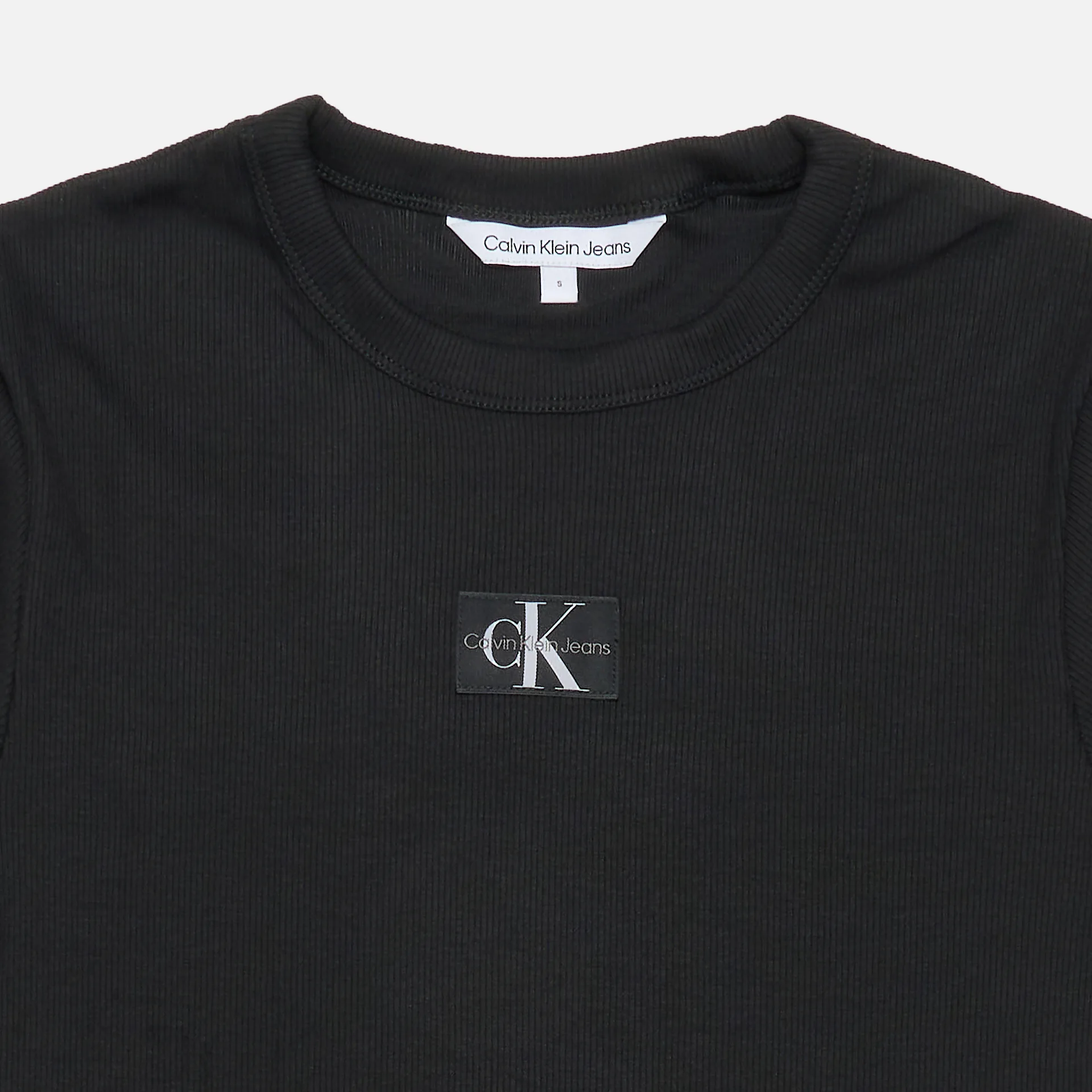 Calvin Klein Jeans Woven Label Tee CK Black Rib Regular