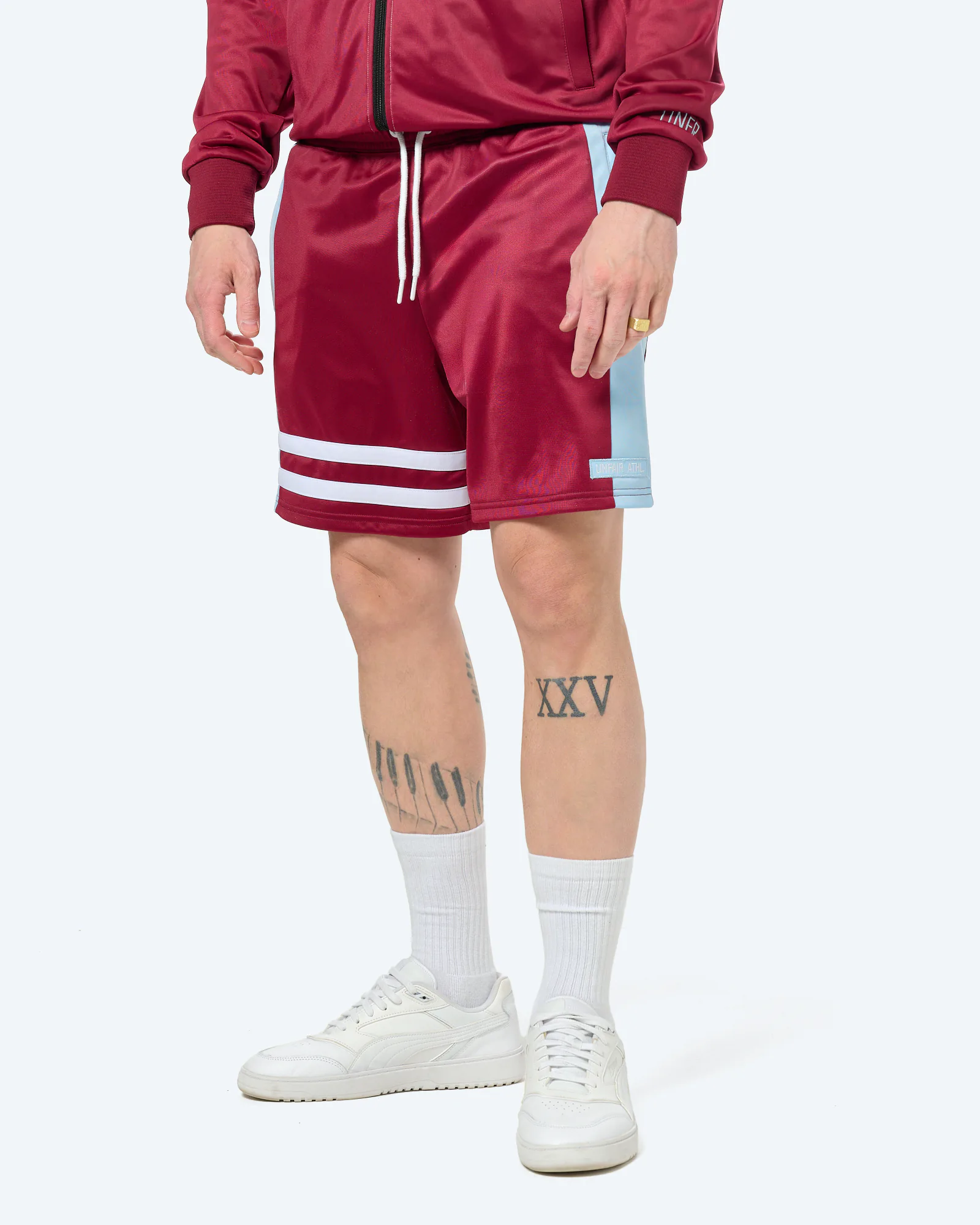 Unfair Athletics DMWU Athletic Shorts Burgundy/Skyblue
