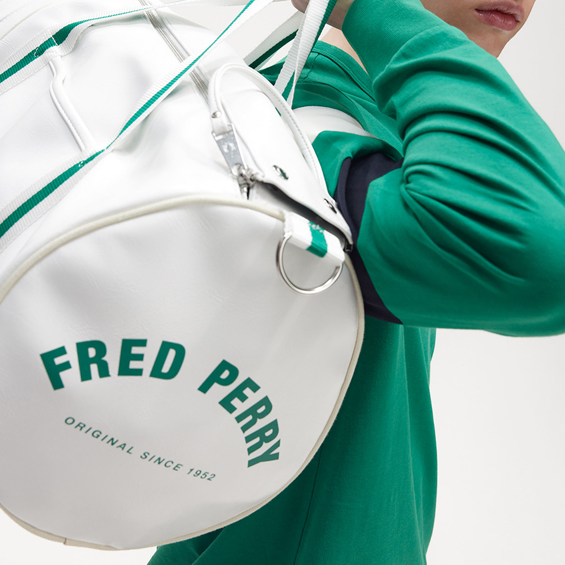 Fred Perry Classic Barrel Bag Snowwhite/Green