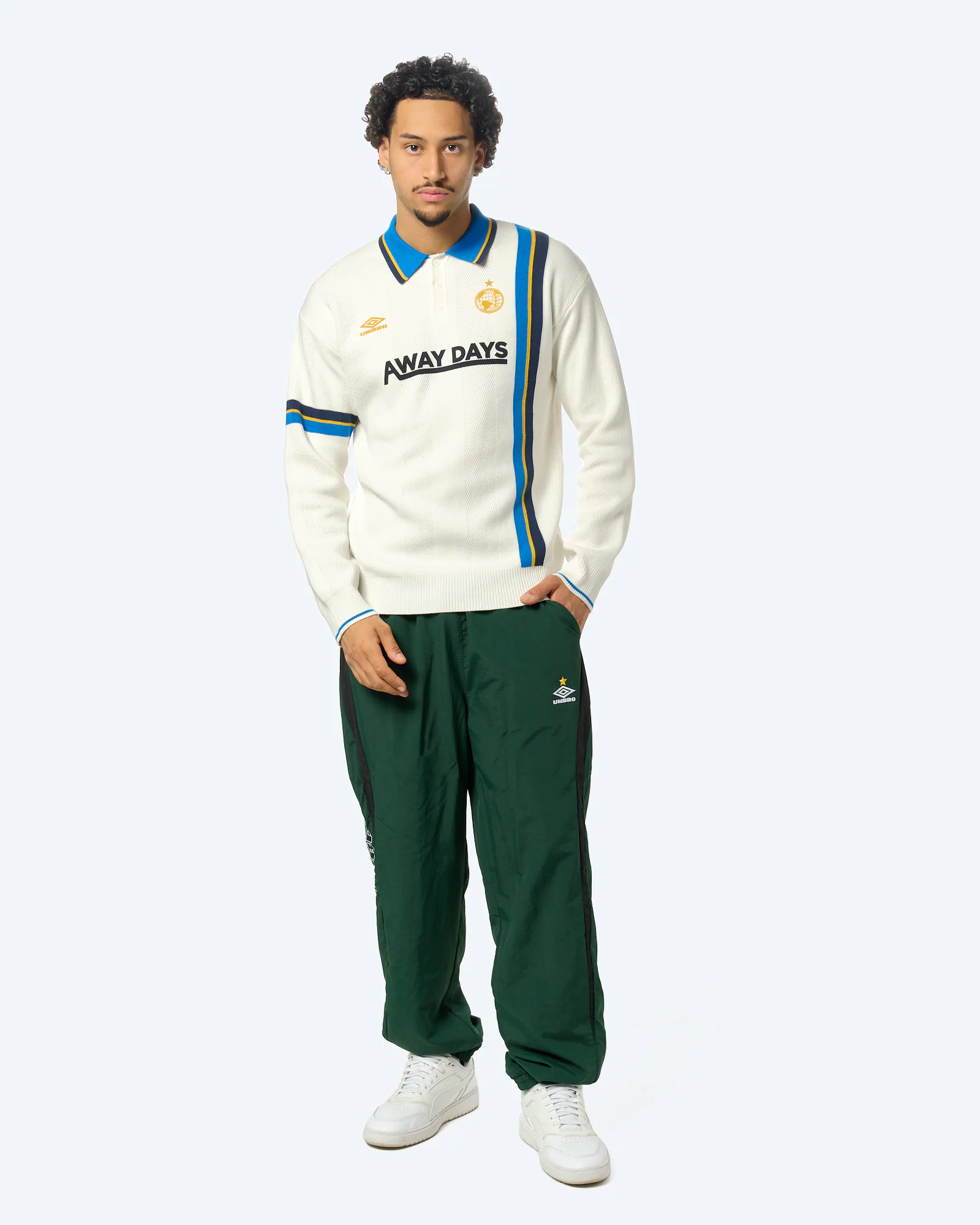 Knitted Football Longsleeve Poloshirt Brilliant White/Sky Diver/Dress Blue