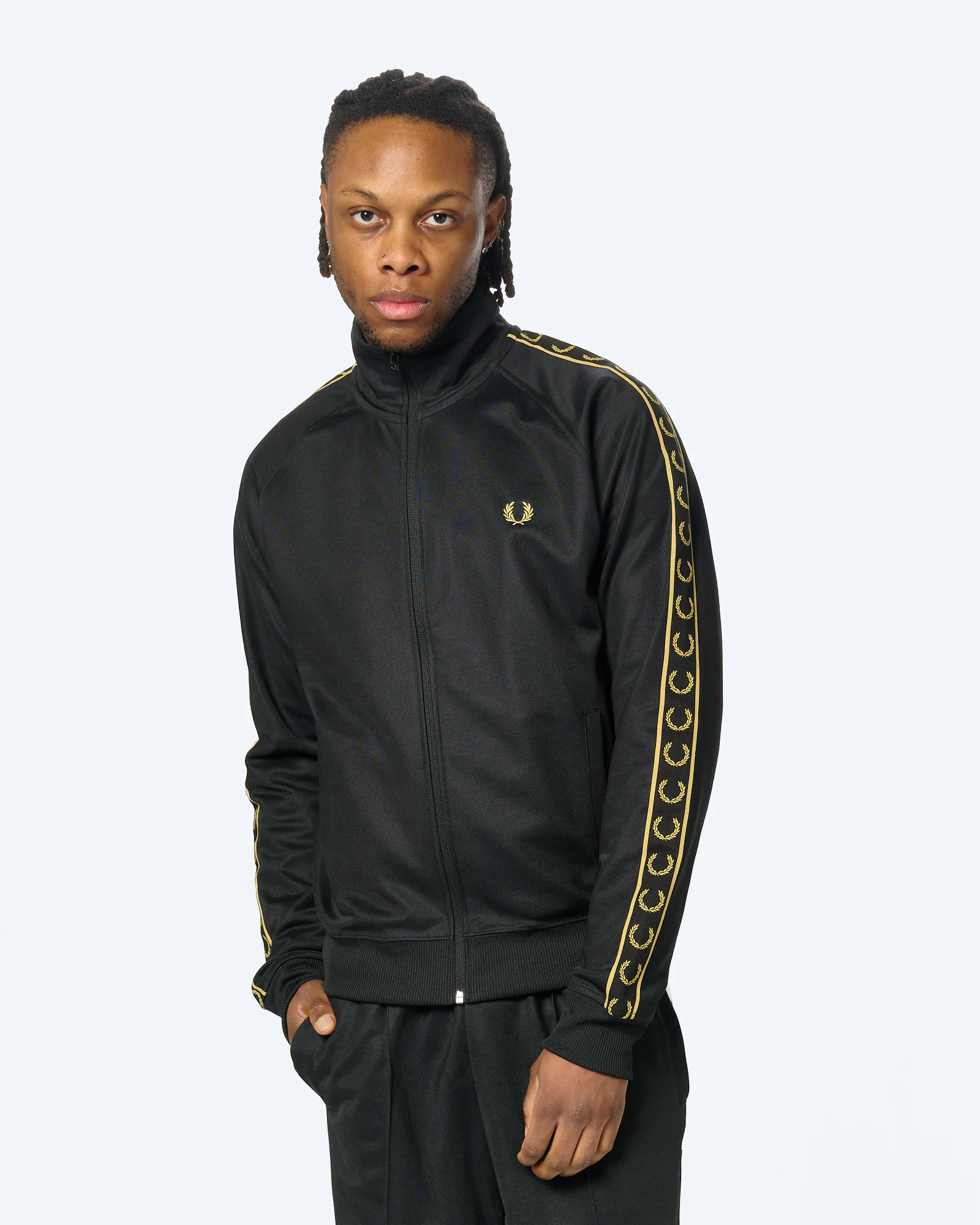 Fred Perry Contrast Tape Track Jacket Black/Champagne