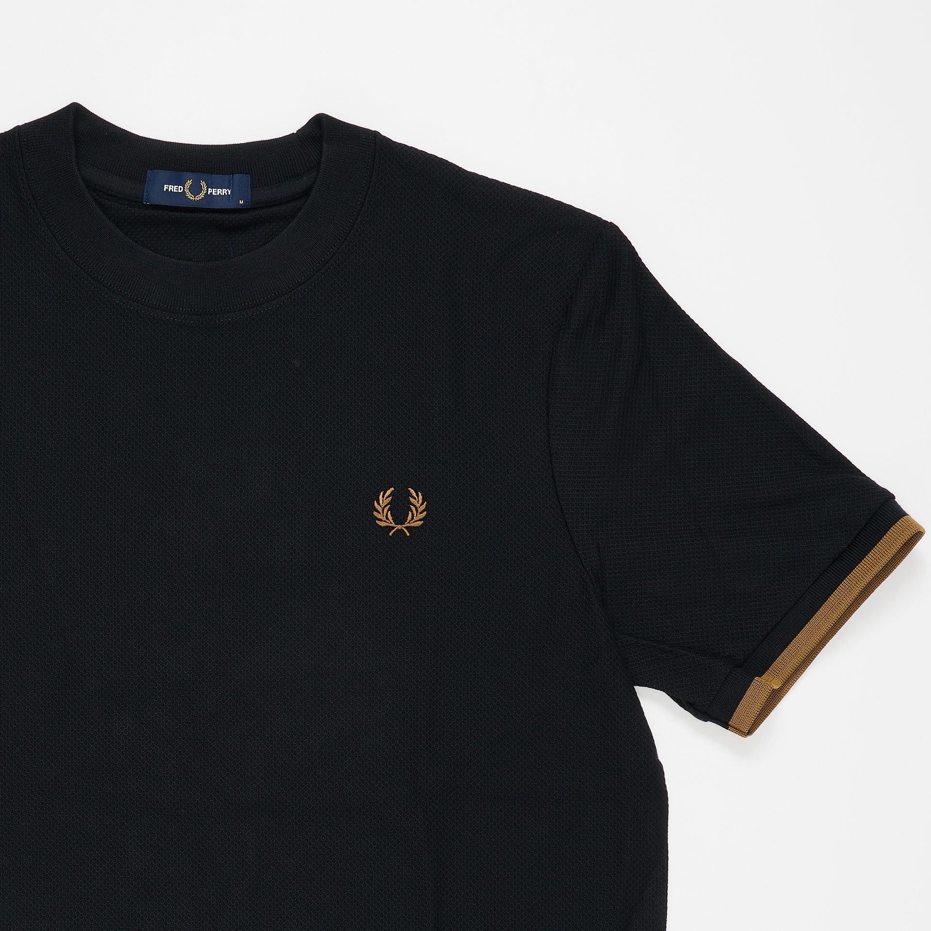 Fred Perry Tipped Cuff Pique Shirt Black