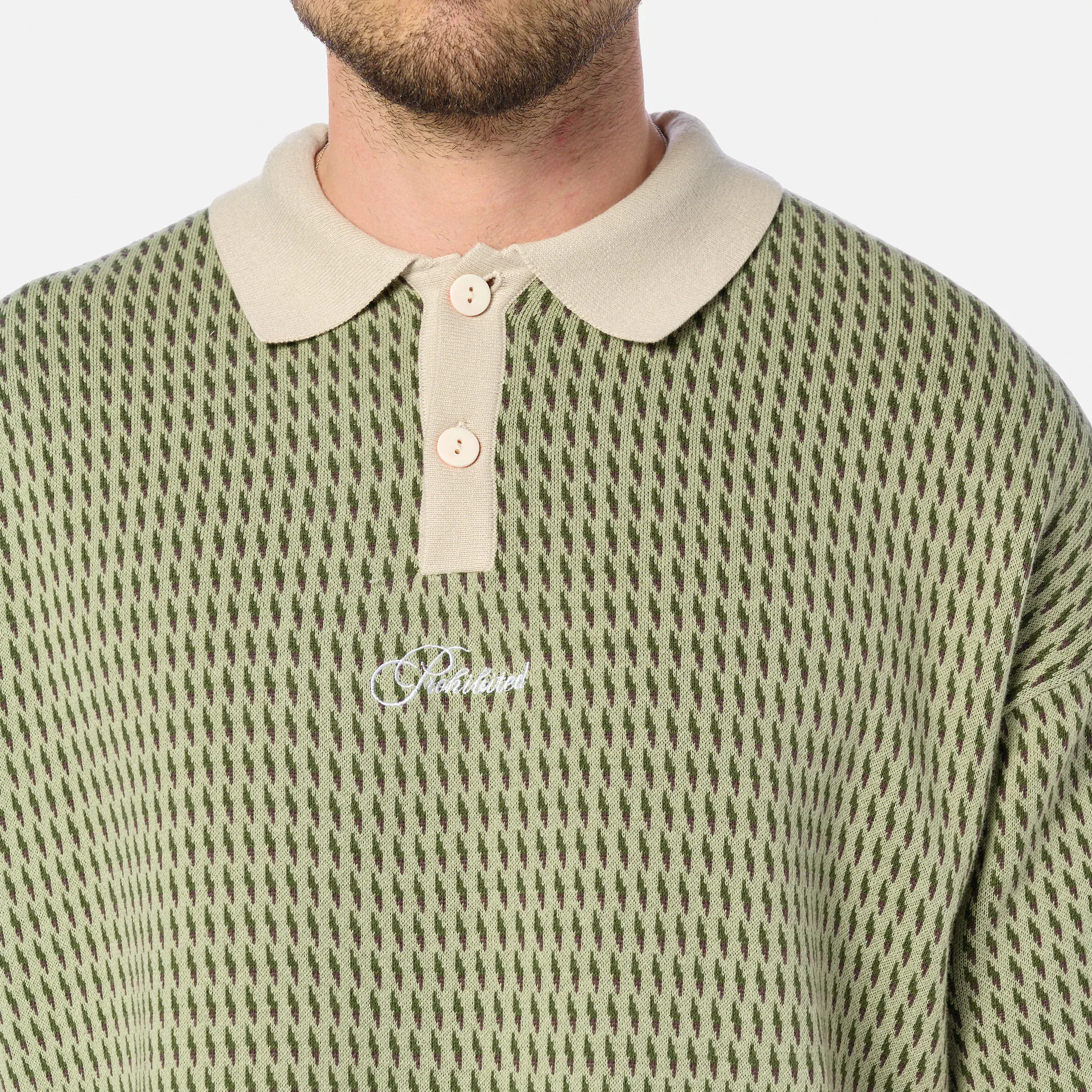 Prohibited Abstract Knitted Polo Green
