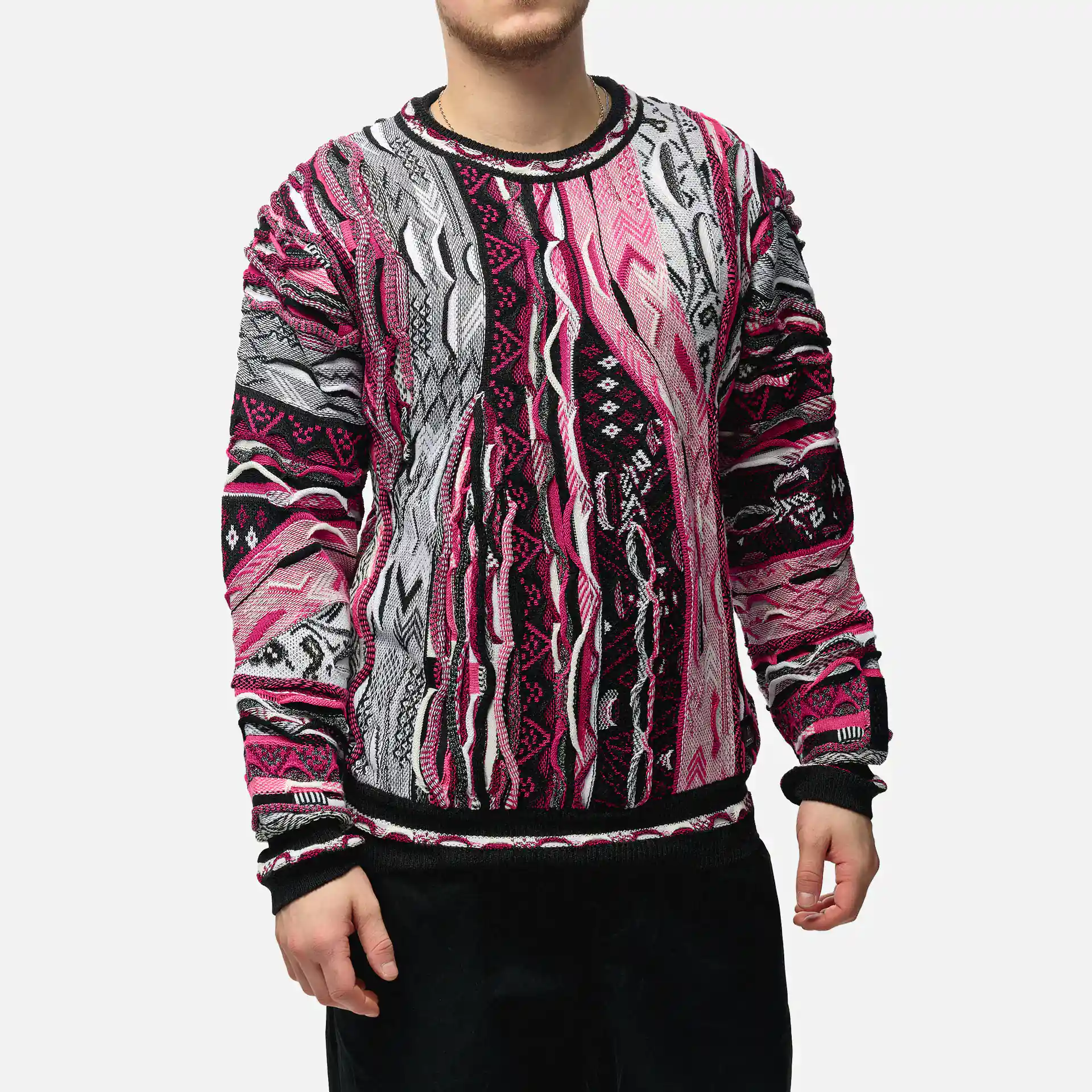 Carlo Colucci Knit Regular Fit Crewneck Fuchsia