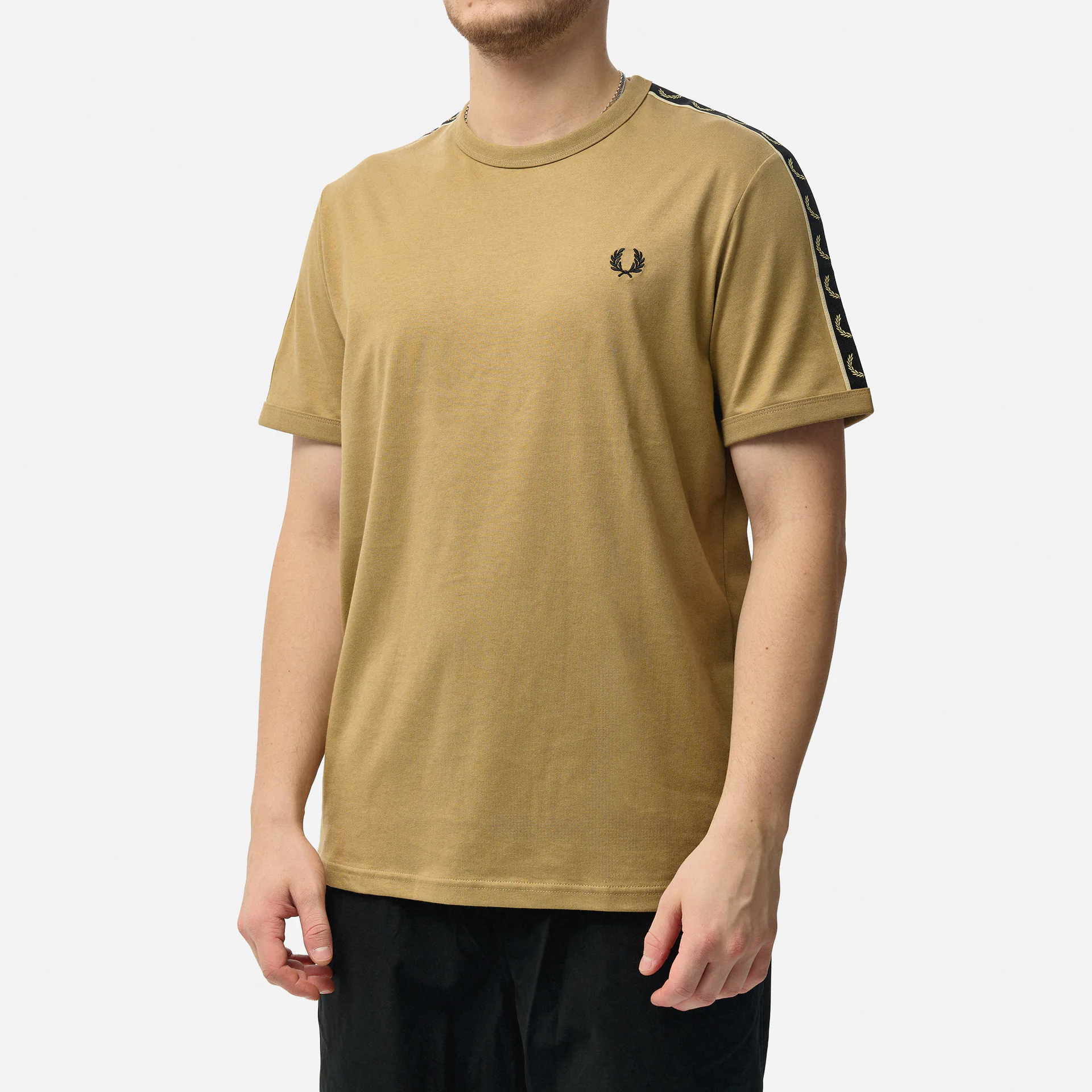 Fred Perry Contrast Tape Ringer T-Shirt Warmstone/Oatmeal