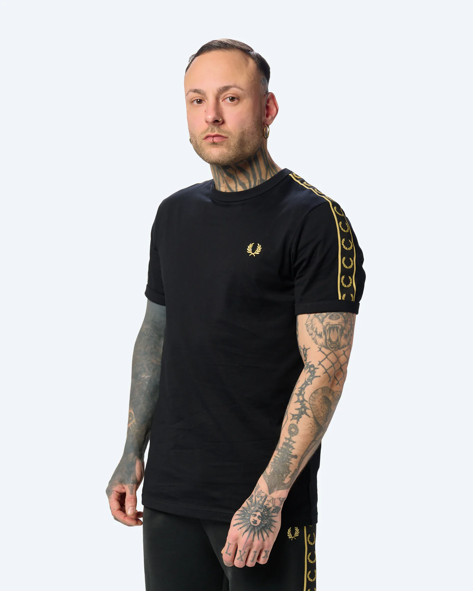 Fred Perry Contrast Tape Ringer T-Shirt Black/Champagne