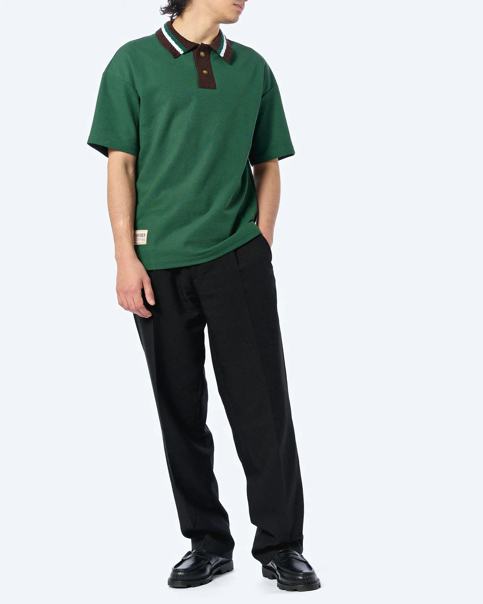 Another Cotton ACL Knit Collar Oversized Polo Green Another Cotton ACL Knit Collar Oversized Polo Green