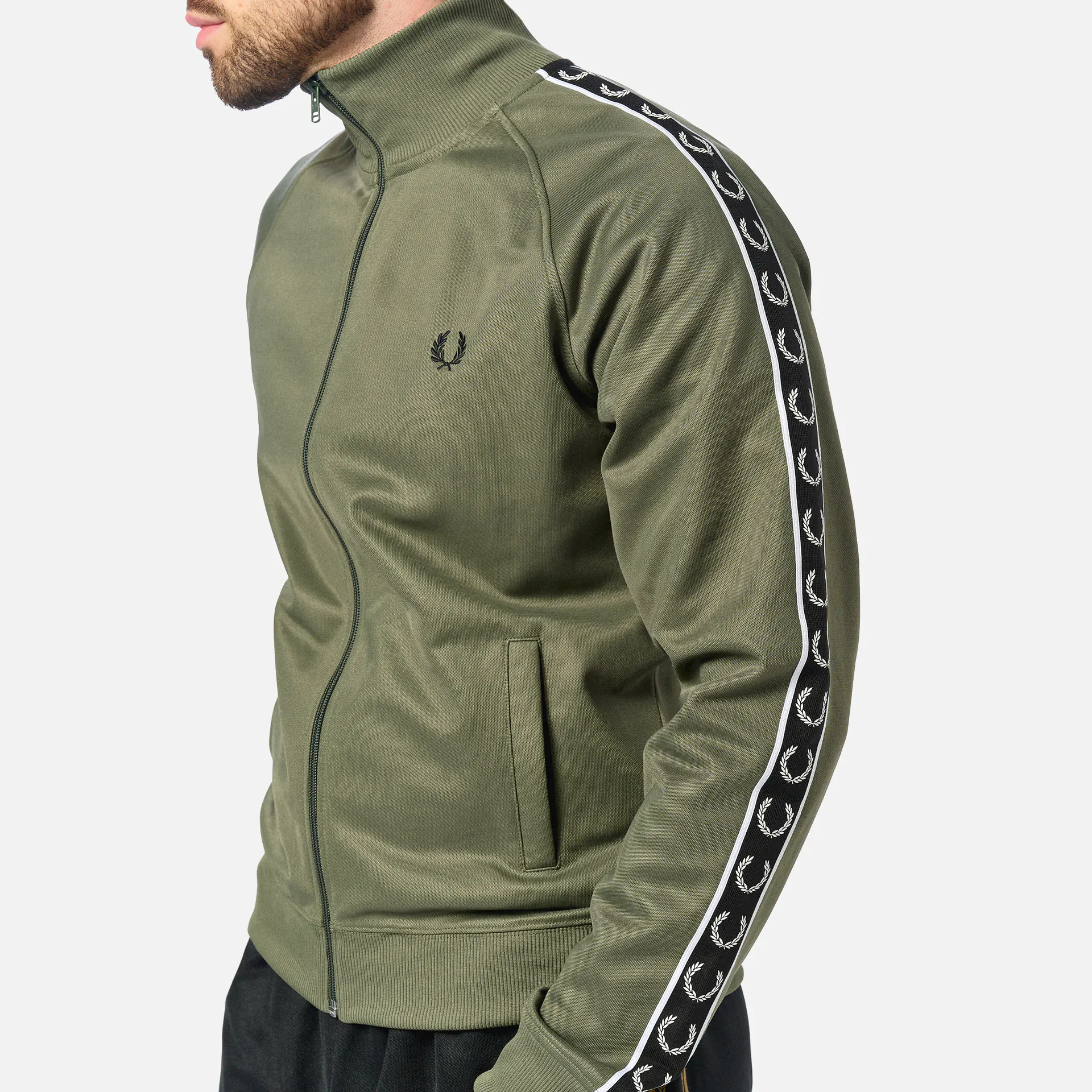 Fred Perry Taped Track Jacket Laurel Wreath Green/Black/Black