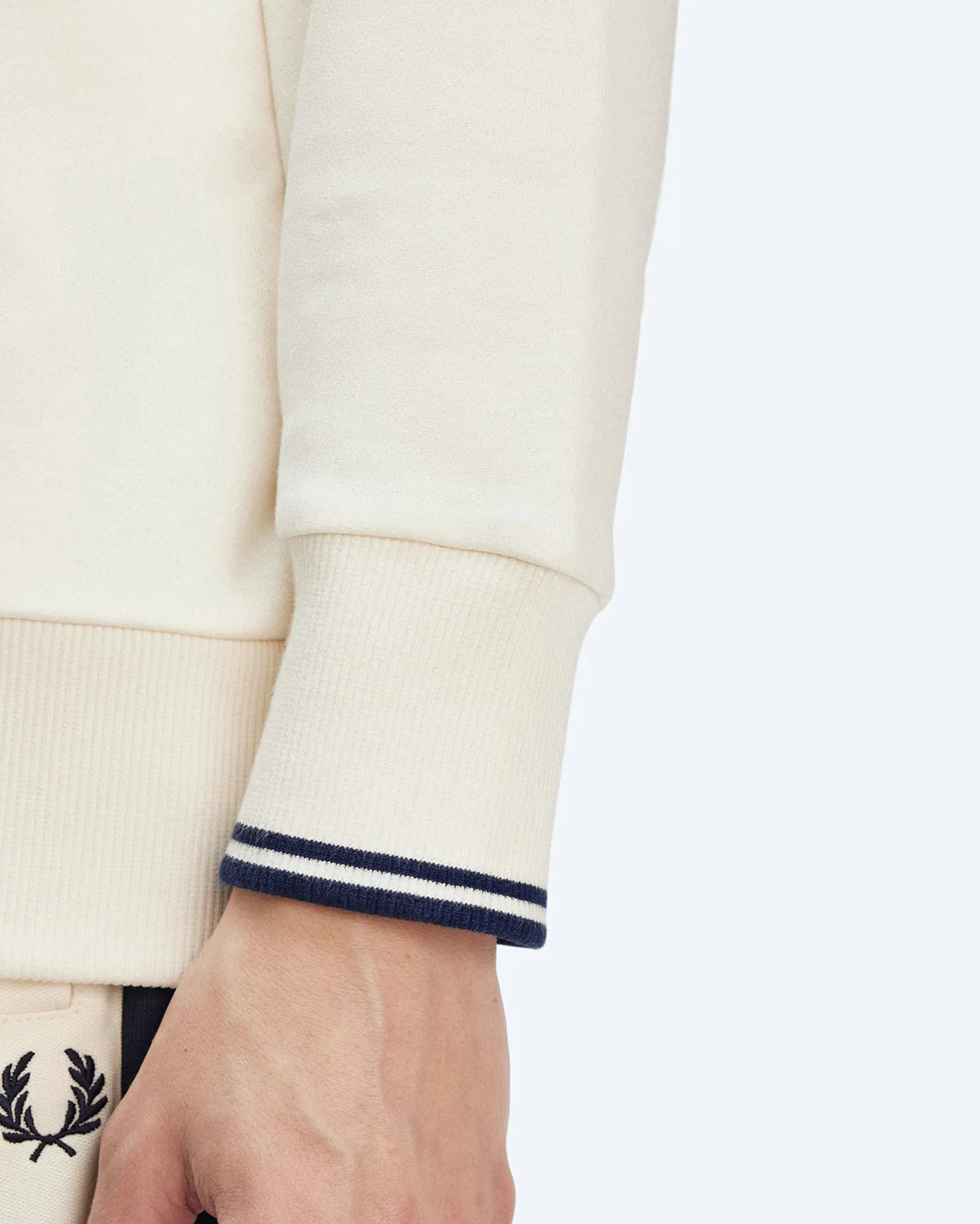Fred Perry Half Zip Sweatshirt Ecru/Tennis Blue