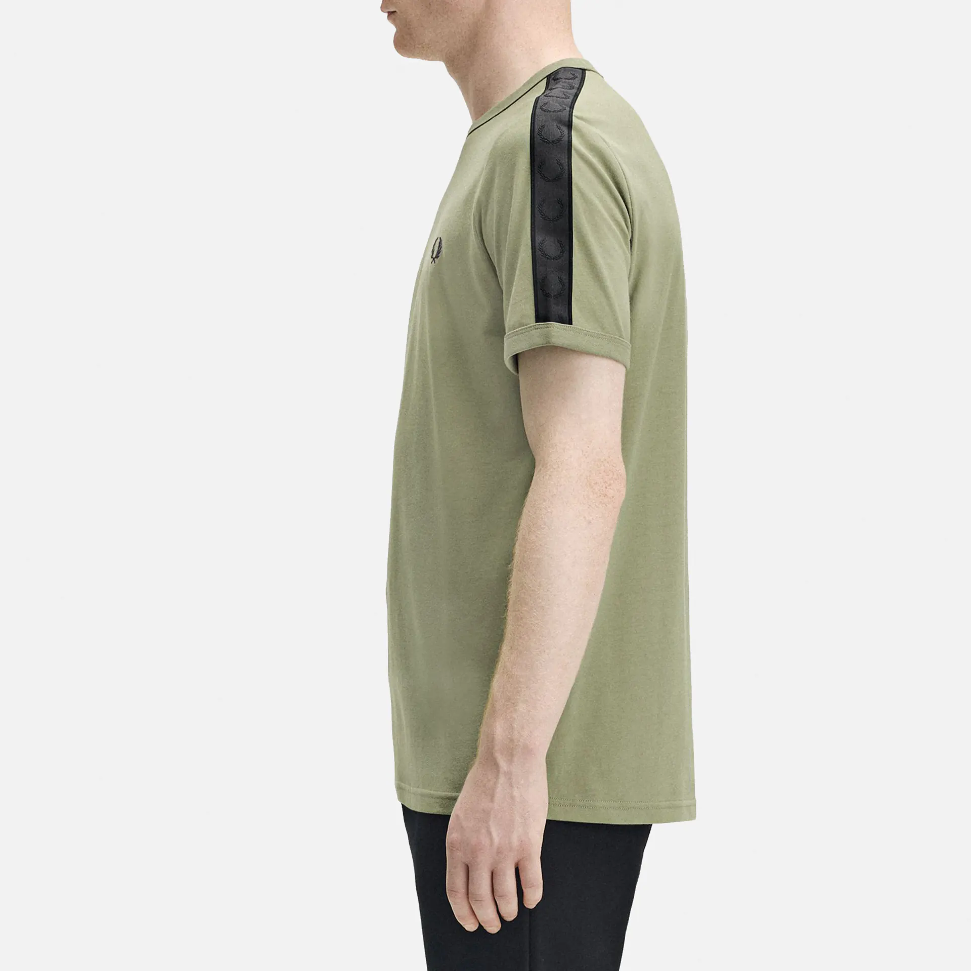 Fred Perry Contrast Tape Ringer T-Shirt Olive Mint/Anchor Grey