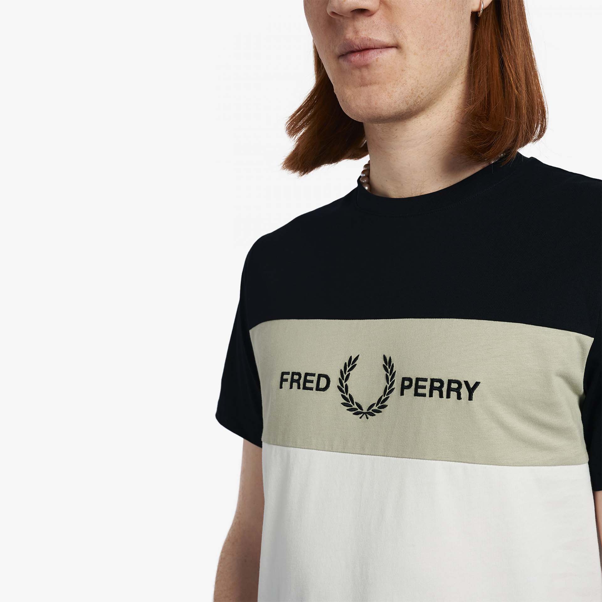 Fred Perry Embroidered Panel T-Shirt Black
