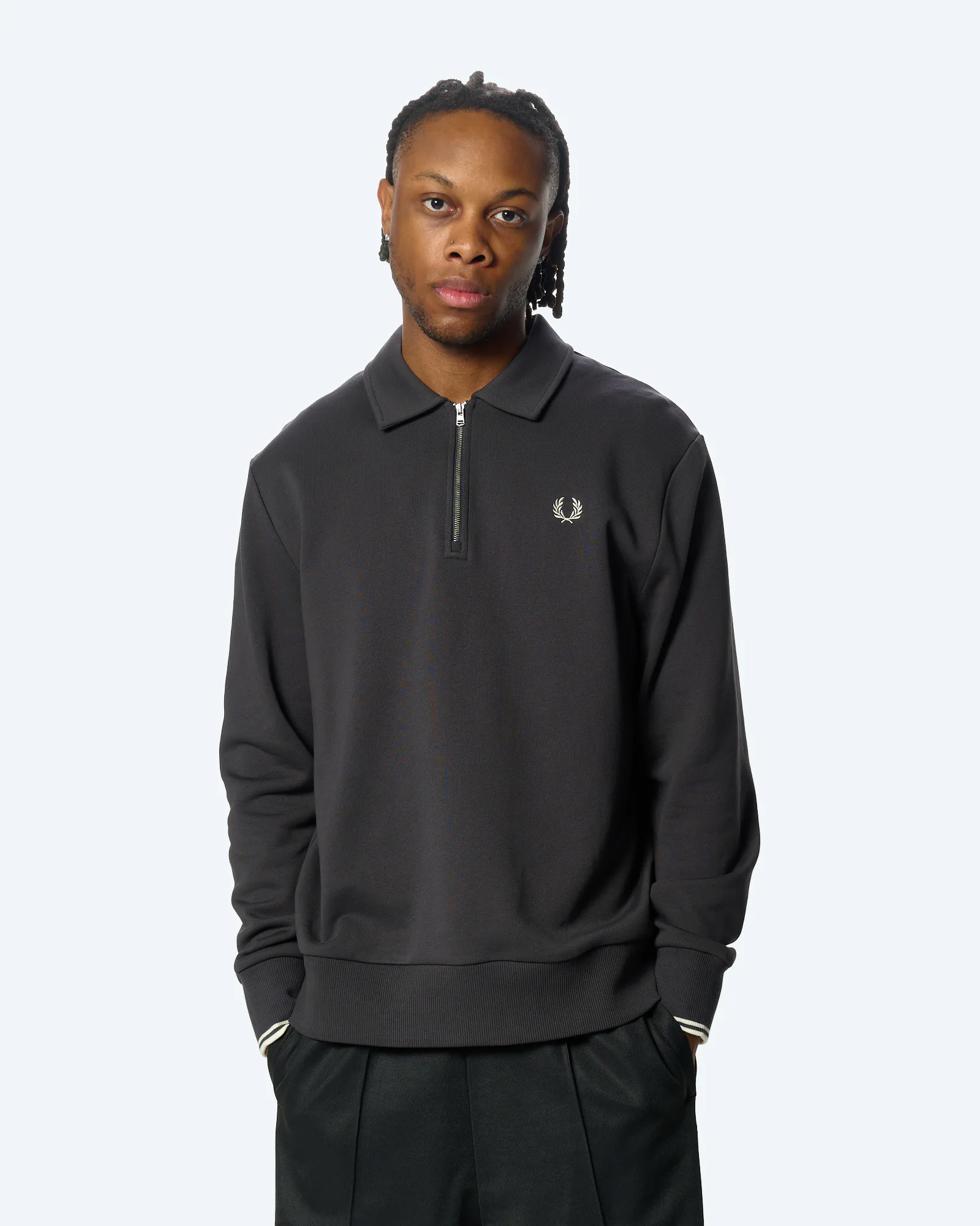 Fred Perry Half Zip Collared Sweatshirt Anchor Grey
