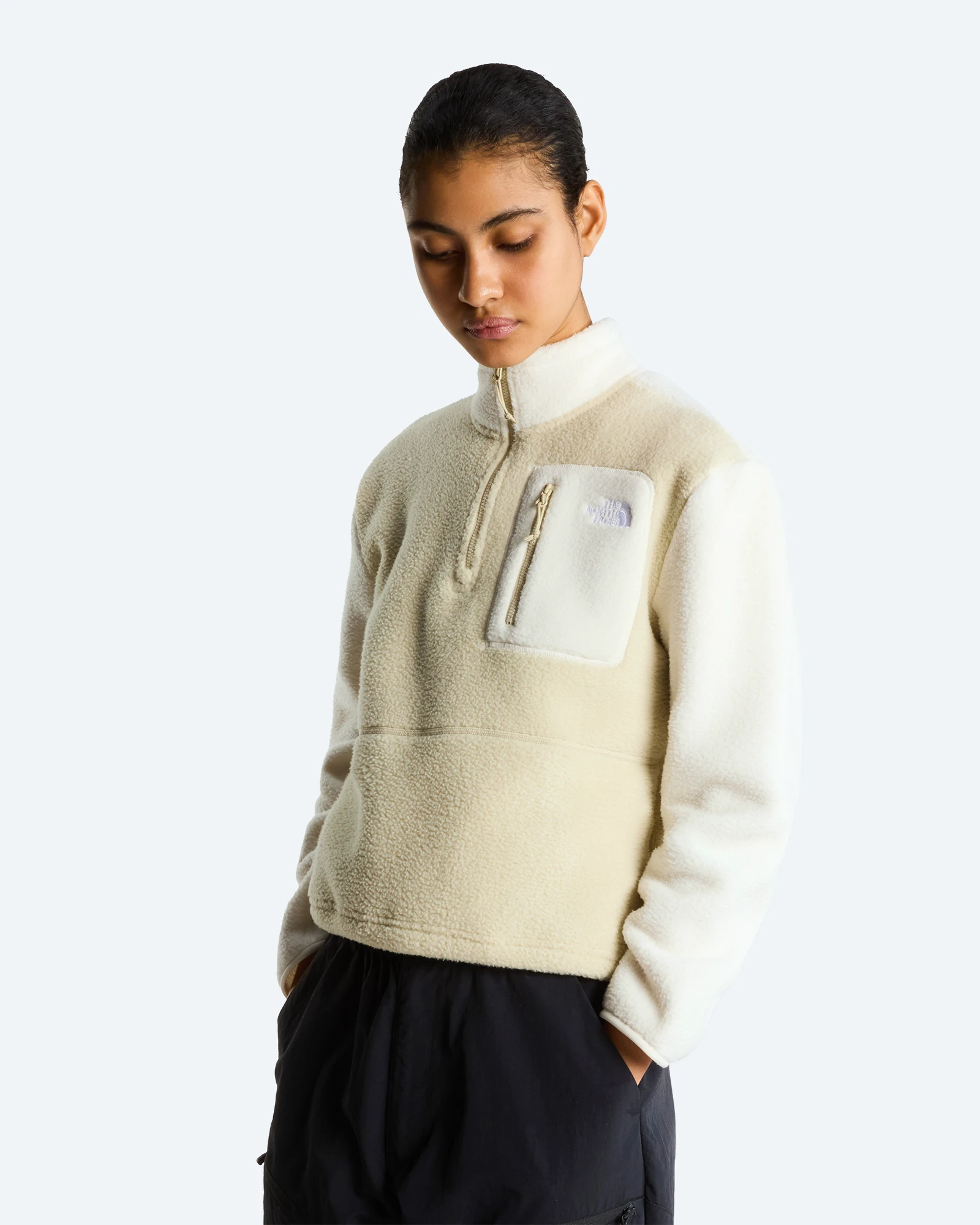W Yumiori 1/4 Zip Desert Stone/White Dune