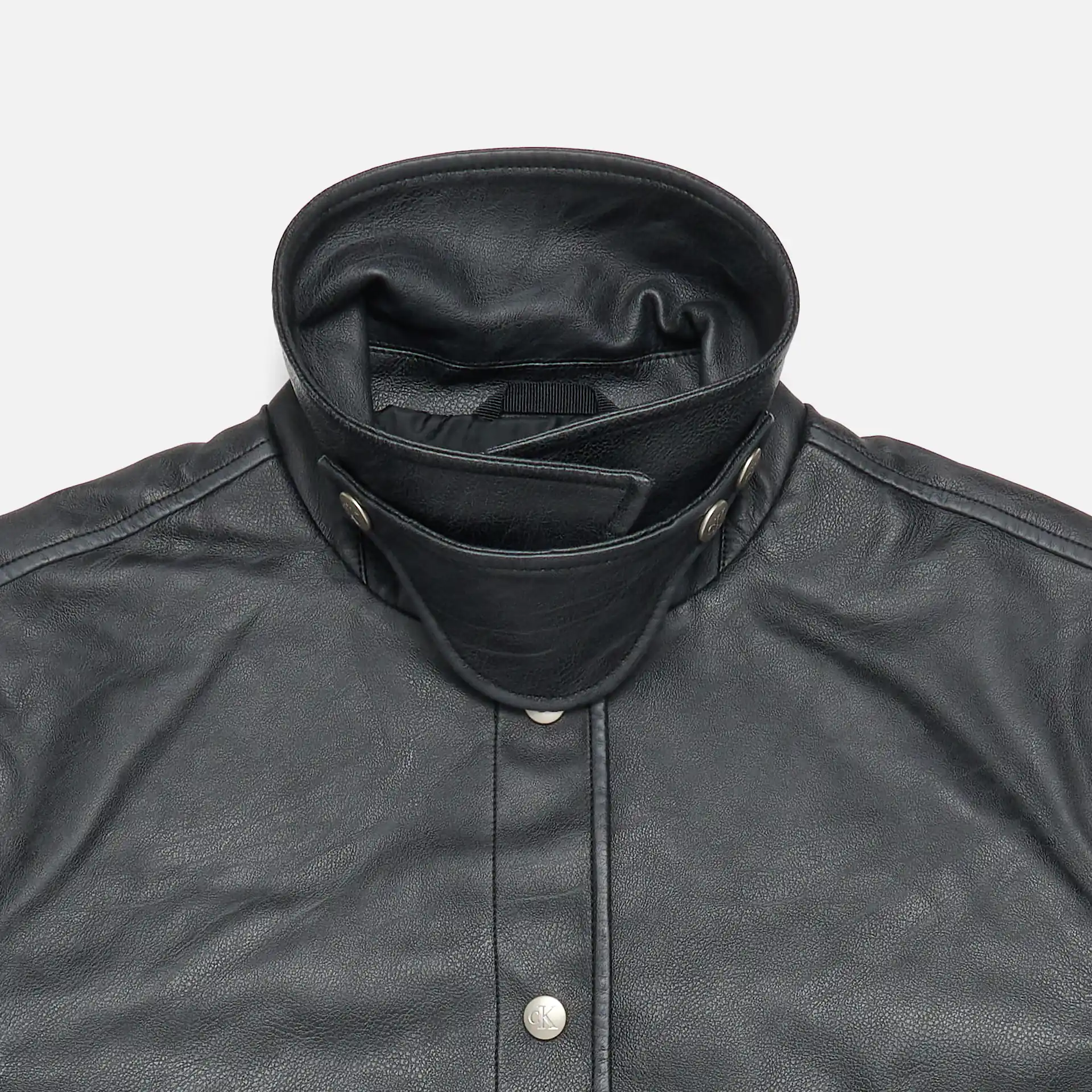 Calvin Klein Jeans Short Faux Leather Jacket Black