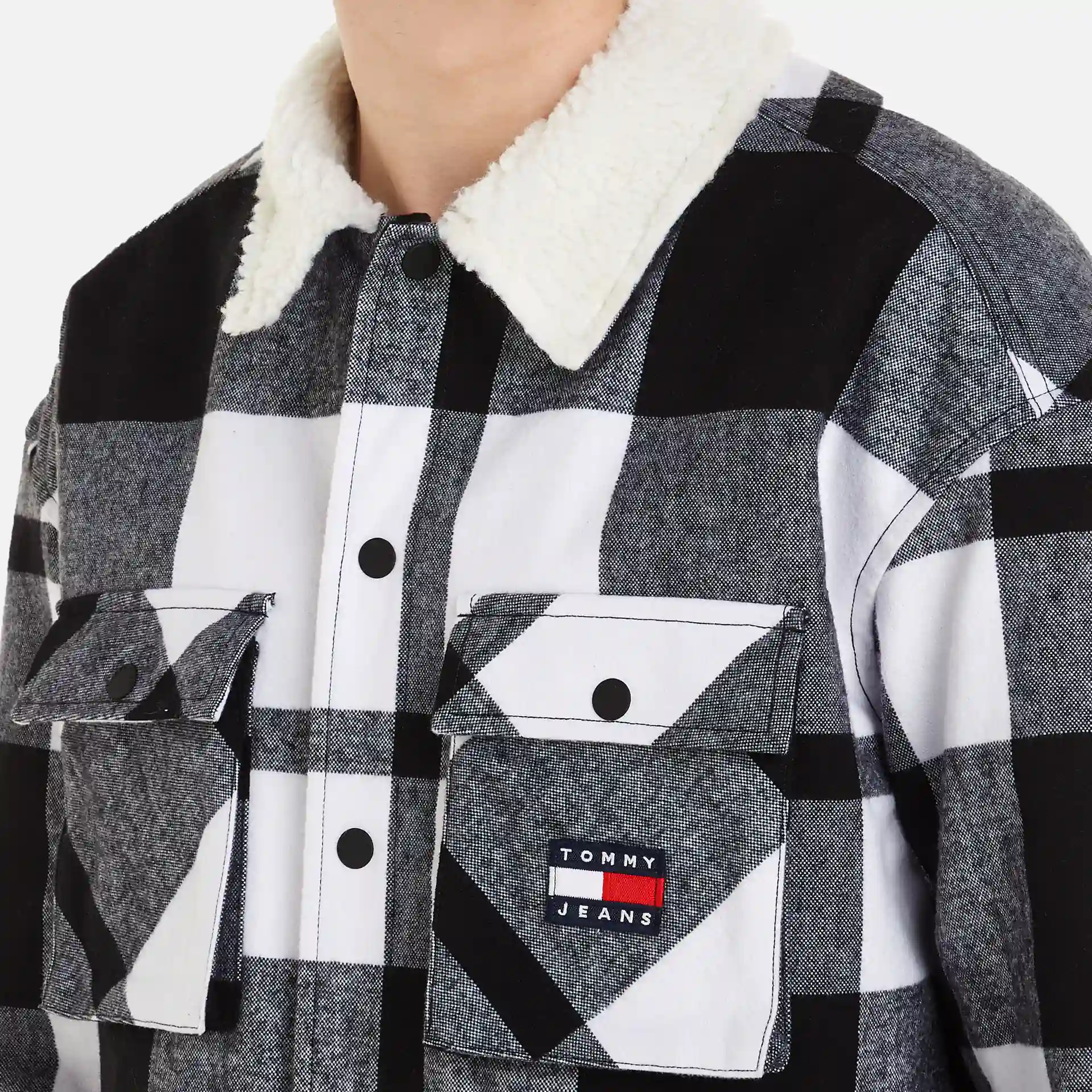Tommy Jeans Check Sherpa Lined Overshirt Black Check