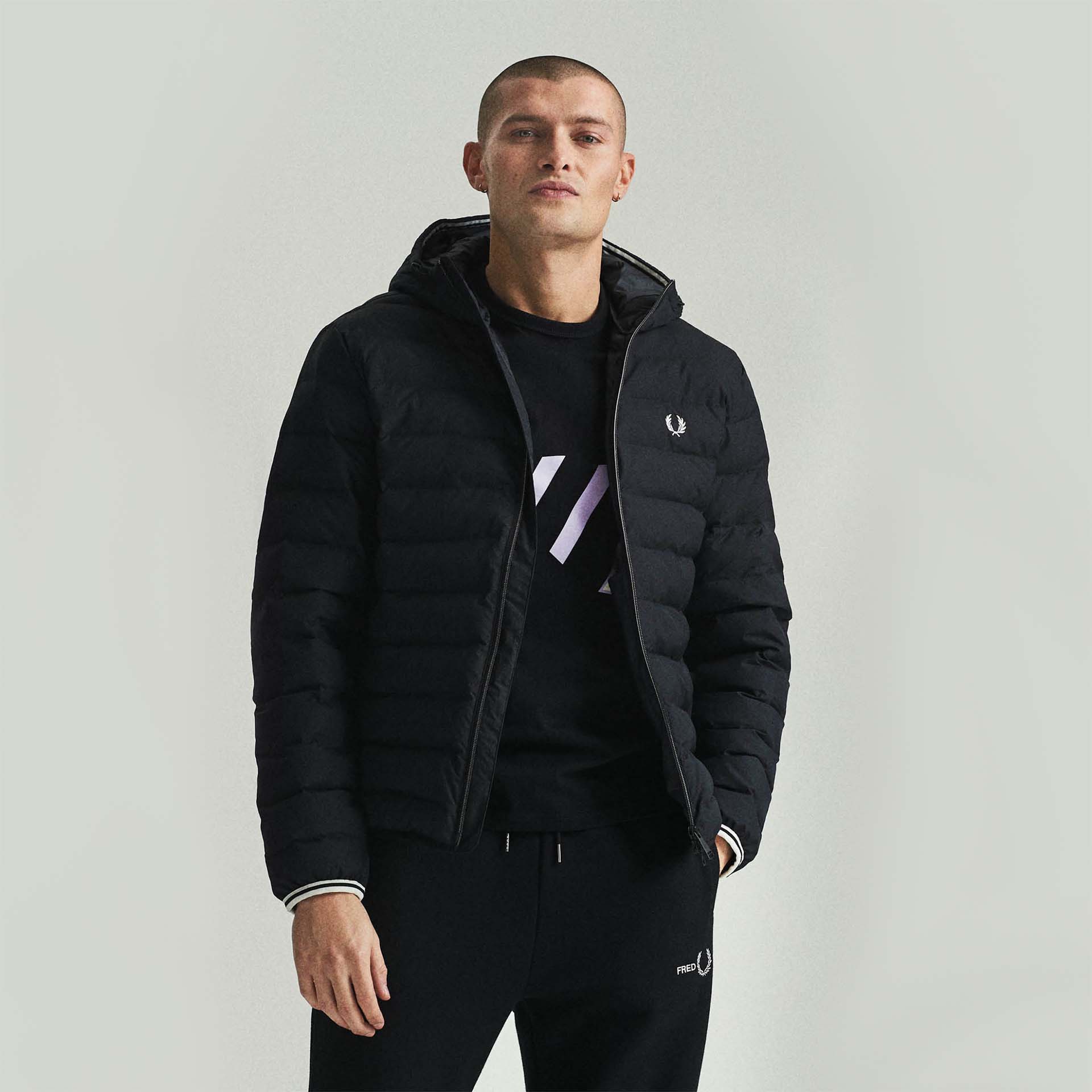 Fred Perry Hooded Insulated Jacket Black