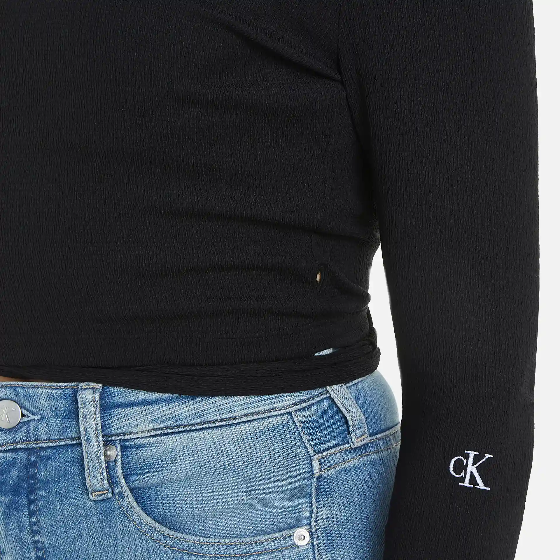 Calvin Klein Jeans Back Split Wrap Longsleeve Top Black