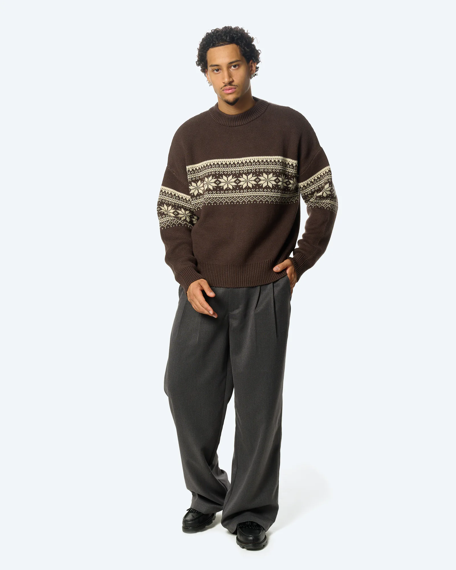 Nordic Knit Sweater Brown