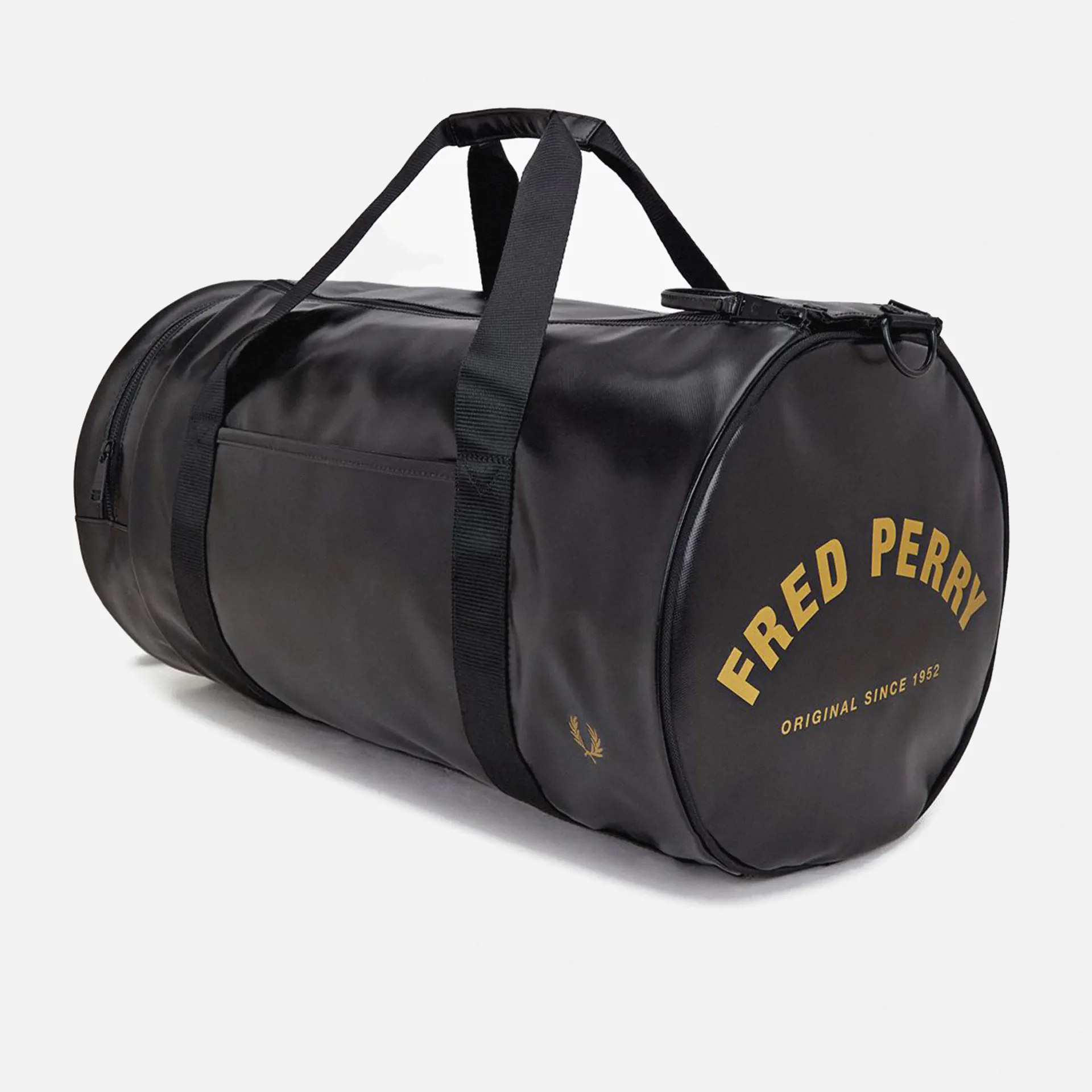 Fred Perry Tonal Large Barrel Bag Black/Gold Fred Perry Tonal Large Barrel Bag Black/Gold