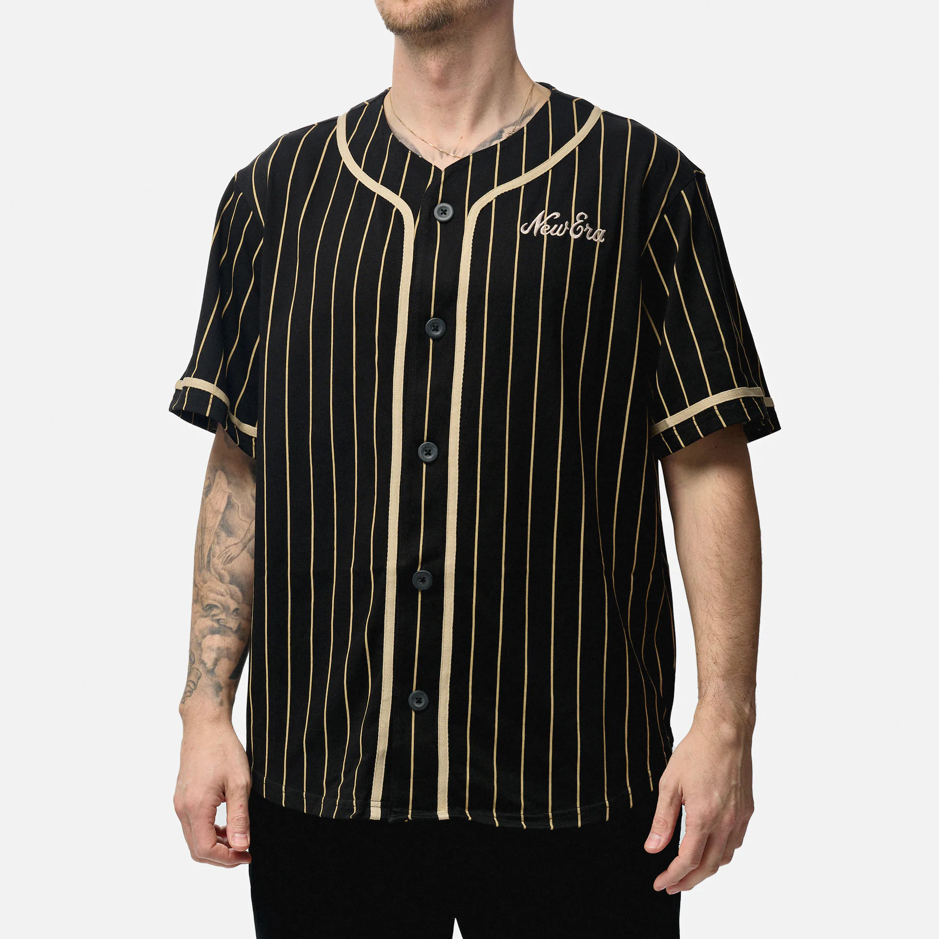 New Era Pinstripe Jersey Black/Stone