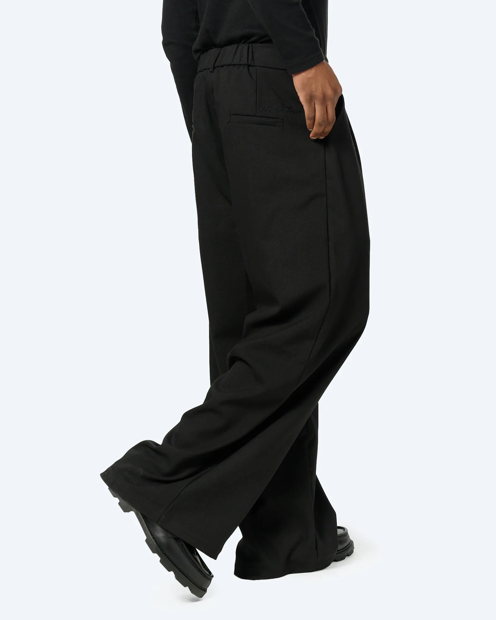 Another Cotton Pleated Loose Fit Pants Black