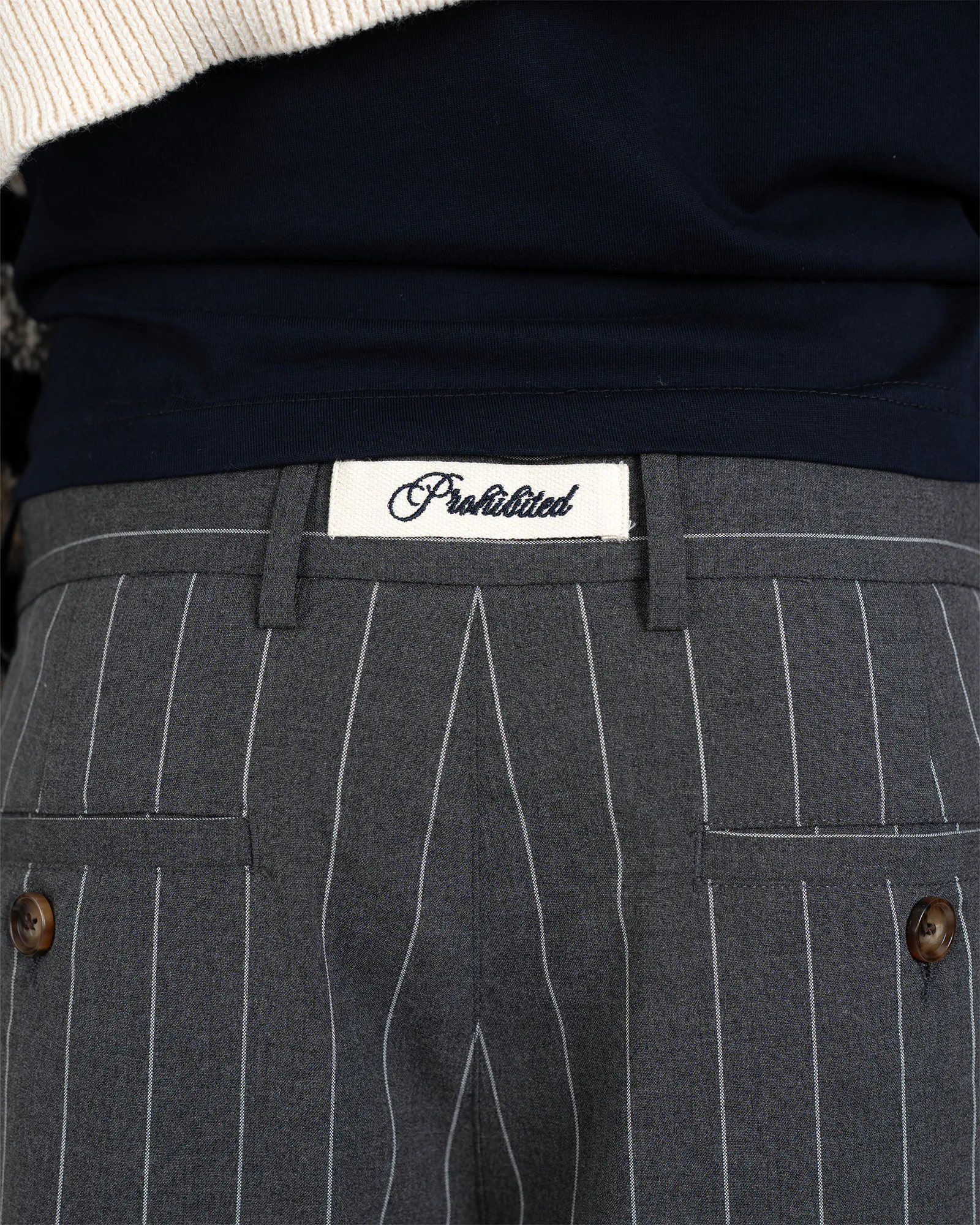 Prohibited Newport Pleated Shorts Dark Grey/White