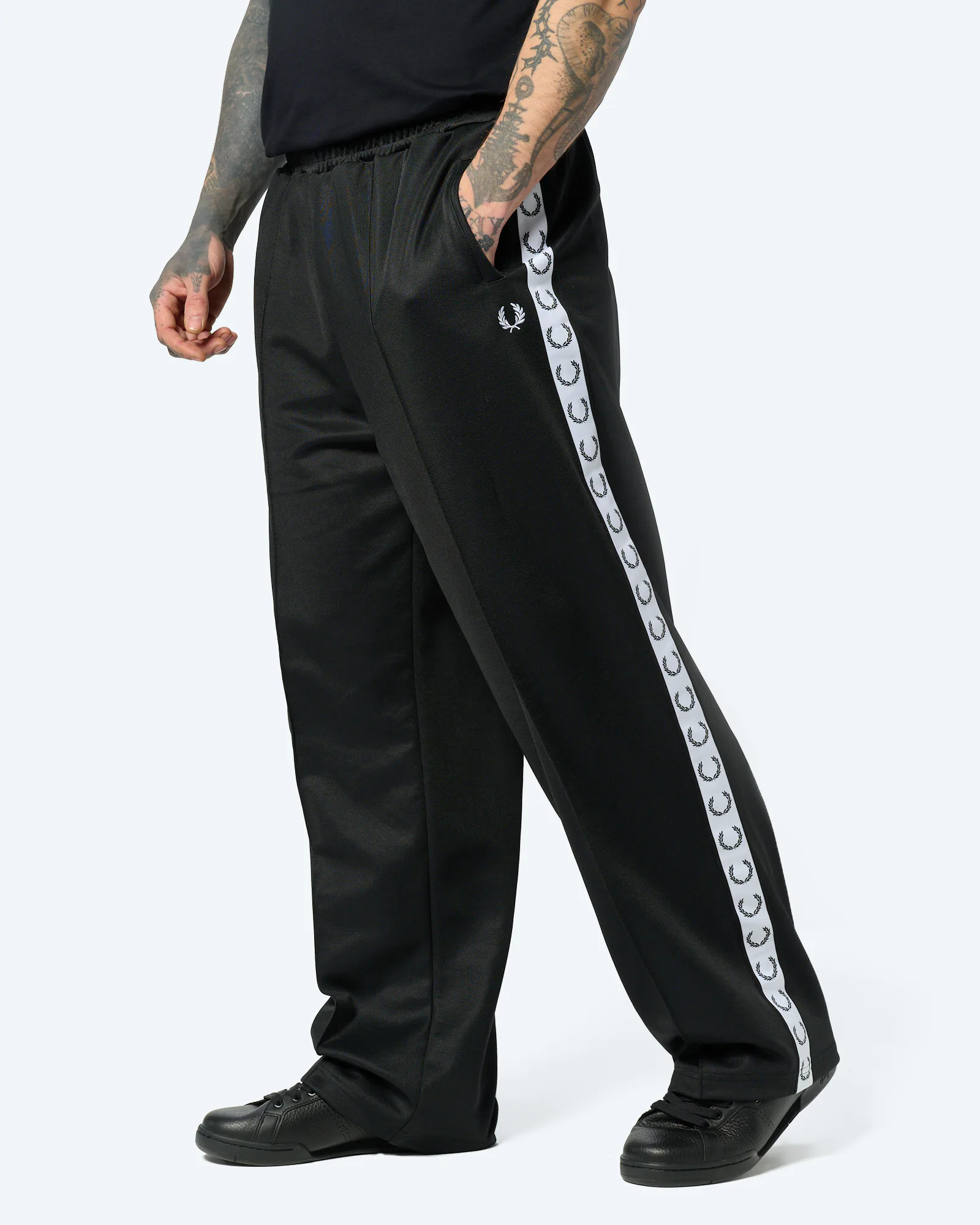 Fred Perry Wide Leg Track Pant Black