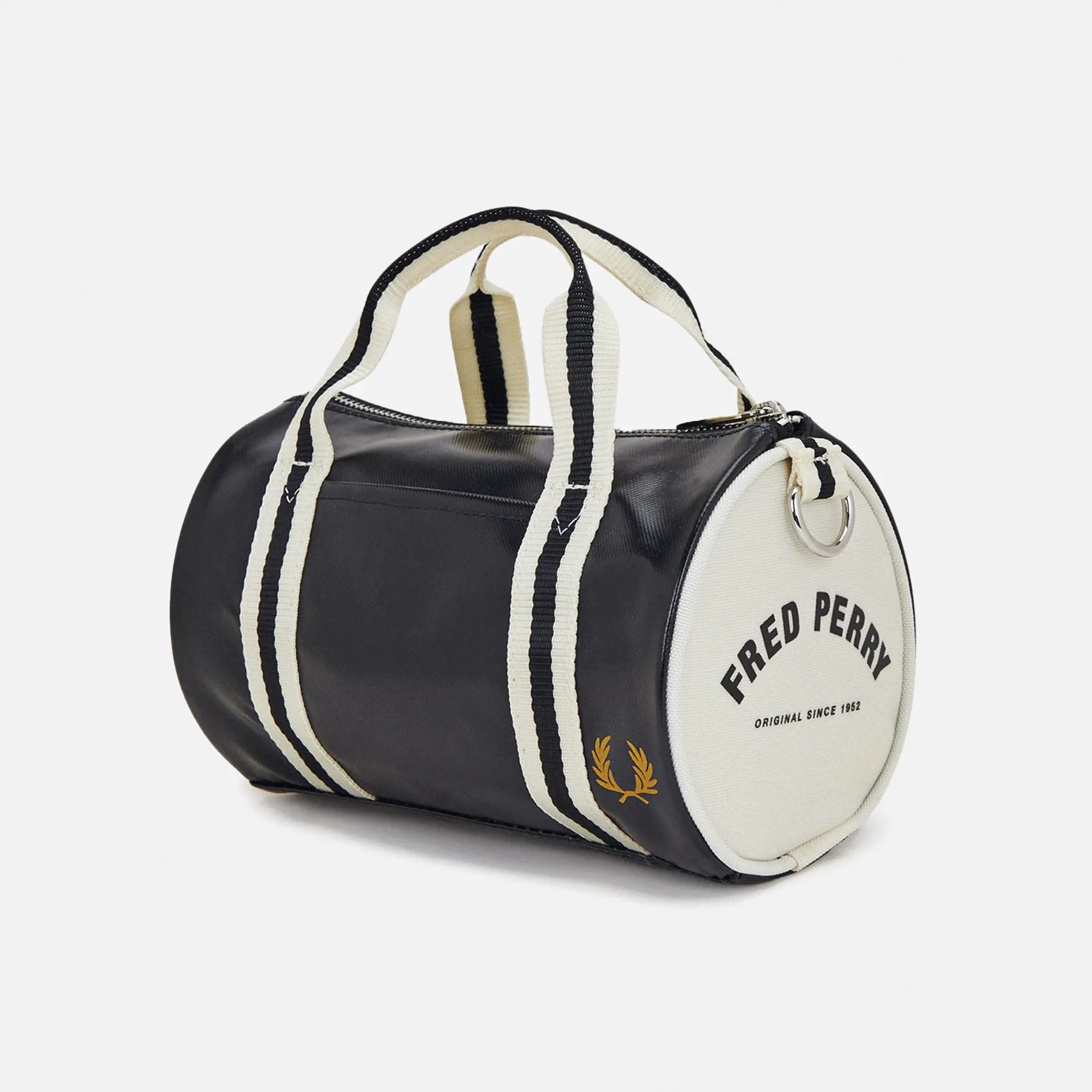 Fred Perry Classic Mini Barrel Bag Black/Ecru Fred Perry Classic Mini Barrel Bag Black/Ecru