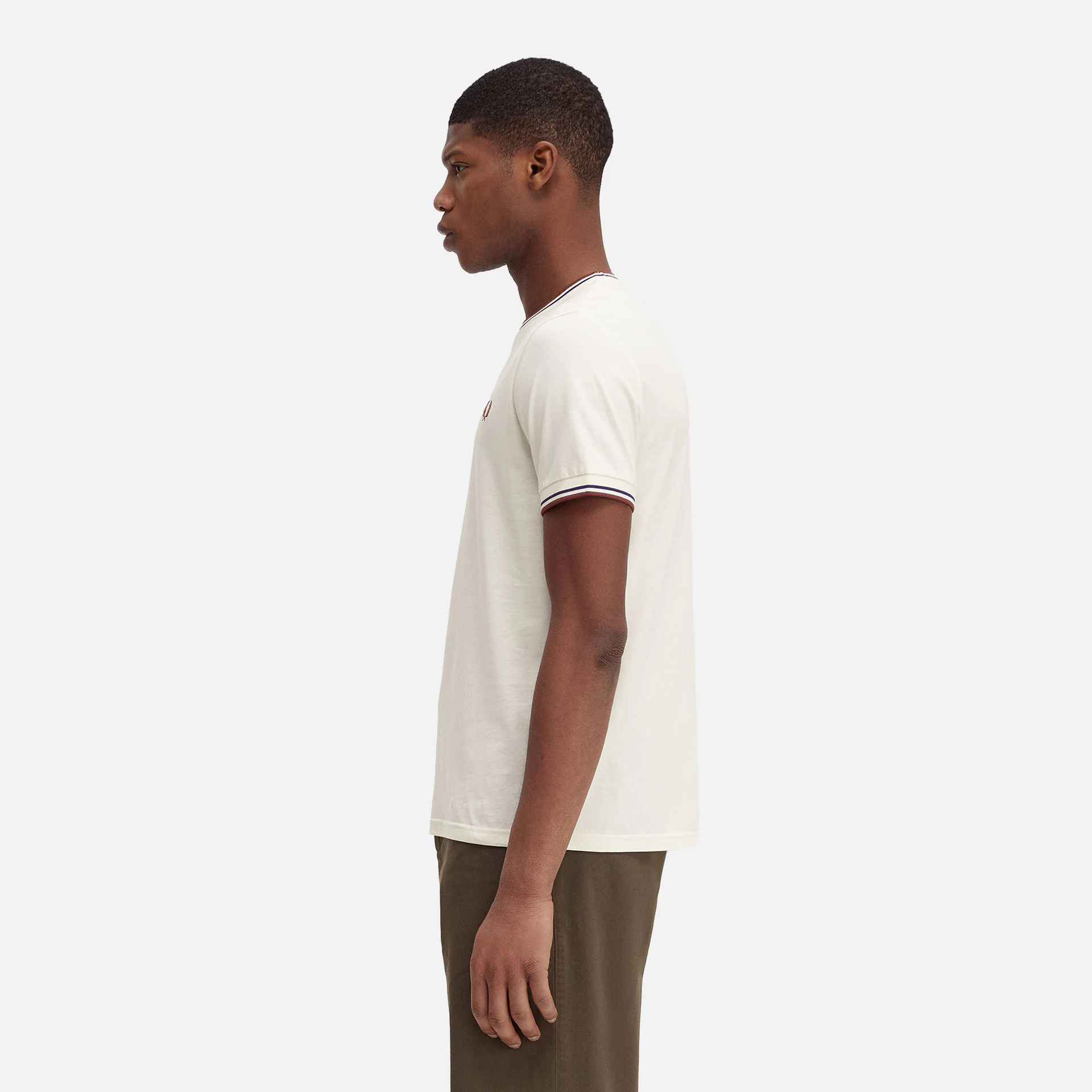 Fred Perry Twin Tipped T-Shirt Ecru/Whiskey Brown