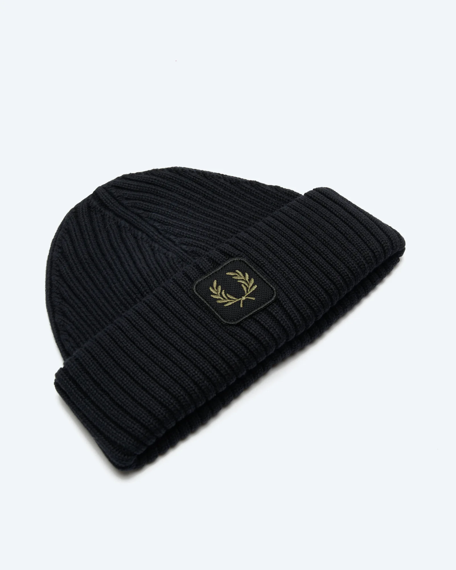 Fred Perry Cotton Ribbed Beanie Black