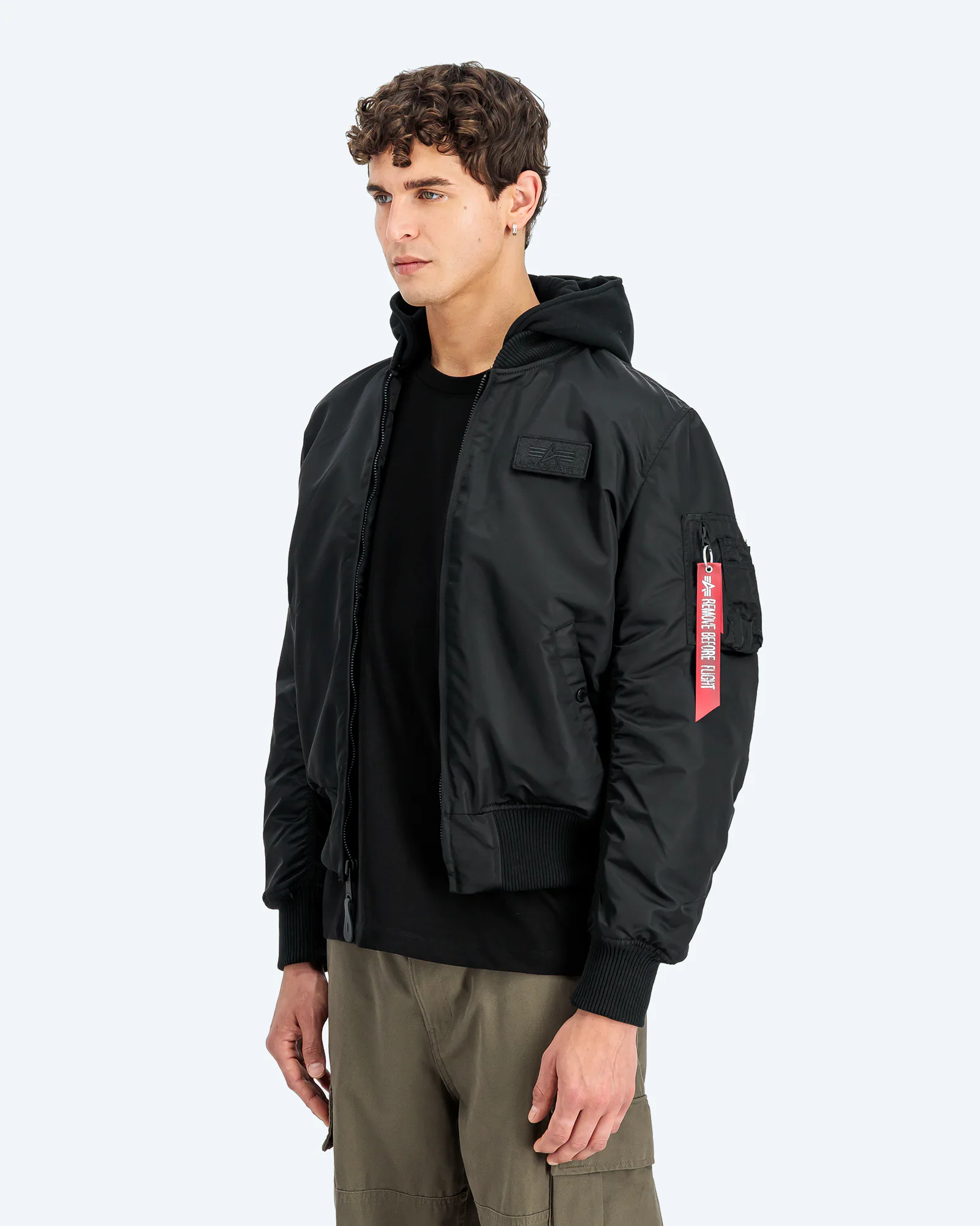 MA-1 ZH Back Print Bomber Jacket Black/Reflective