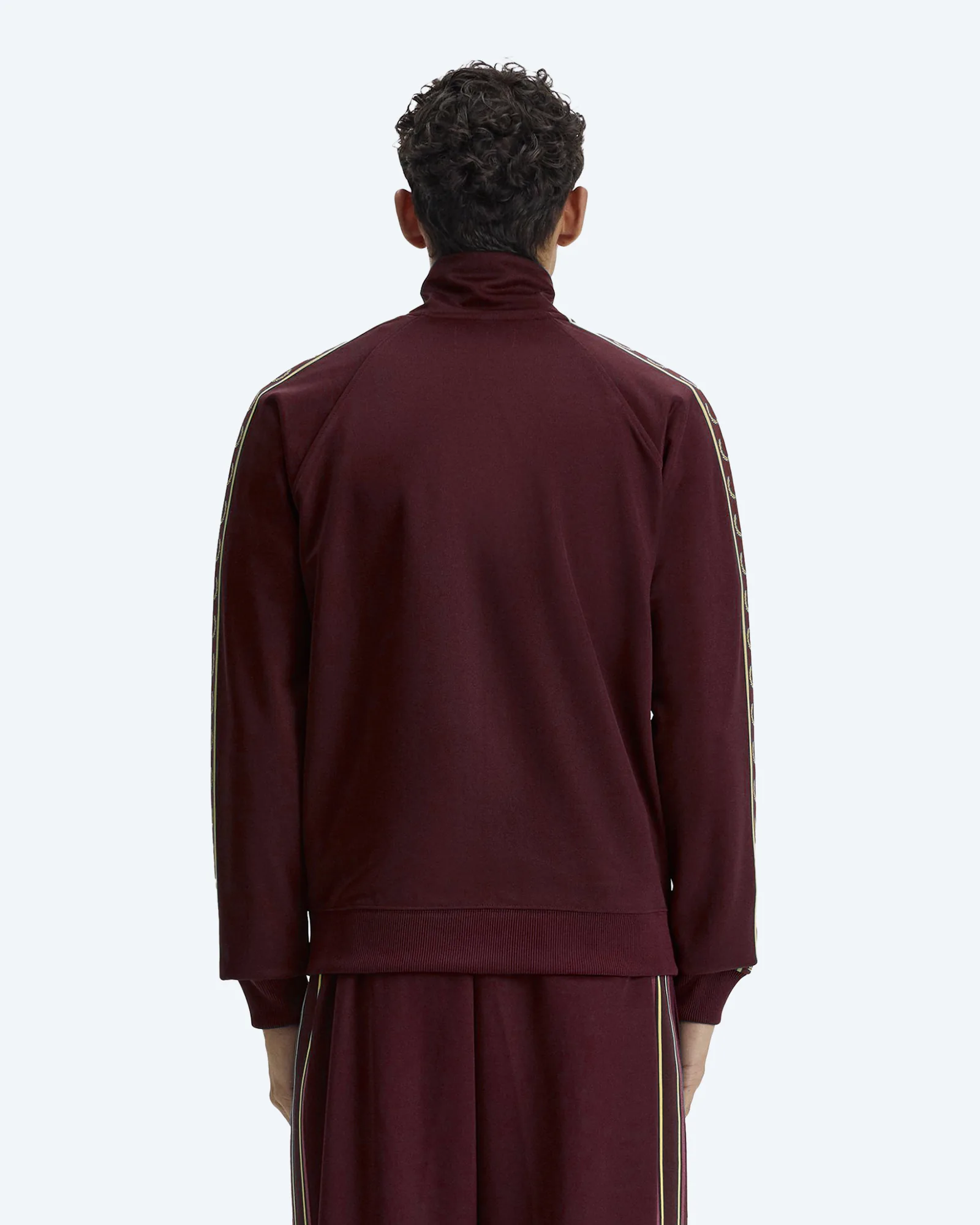 Fred Perry Contrast Taped Track Jacket Oxblood/Champagne