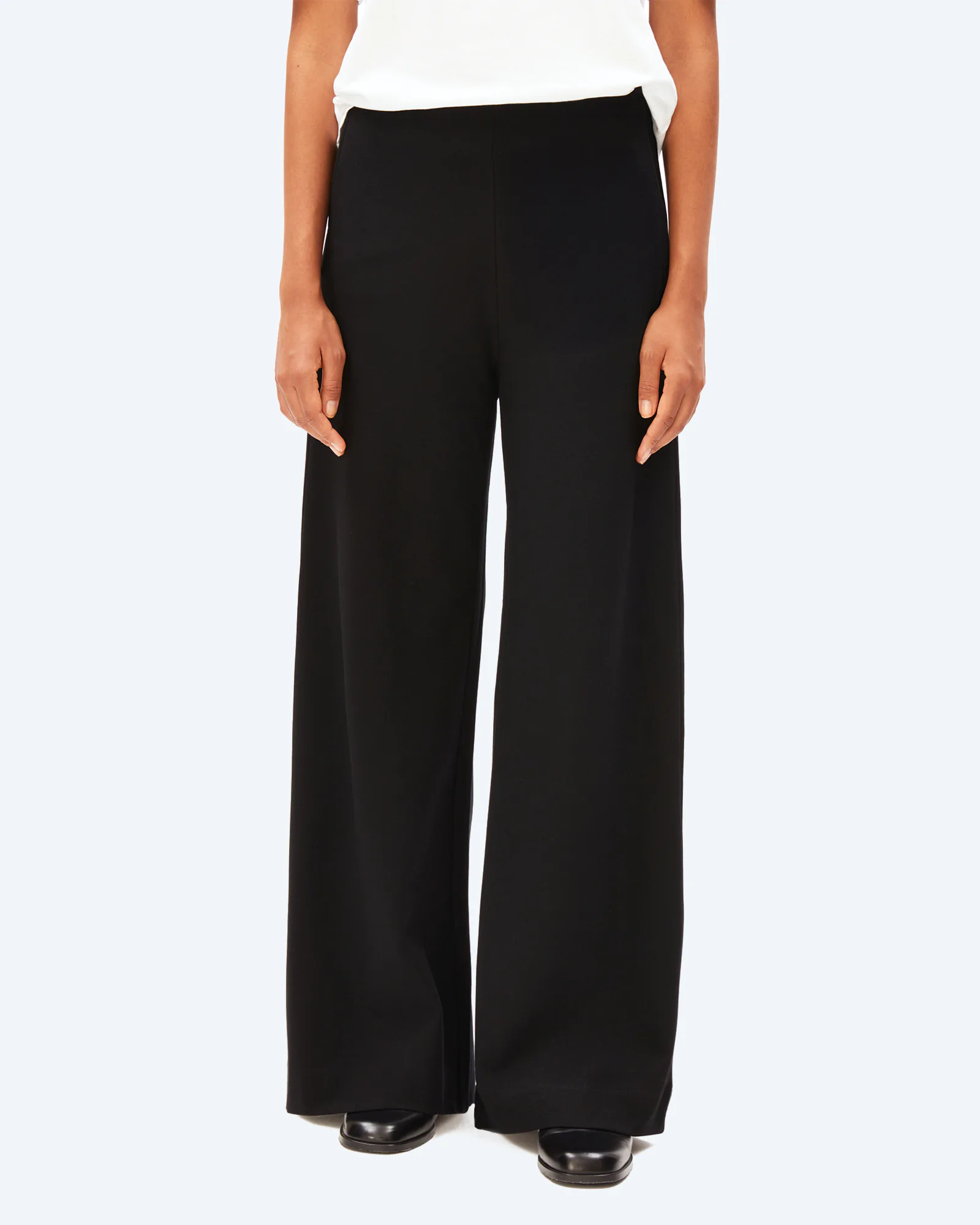 BASIC JERSEY WIDE LEG PANT Black
