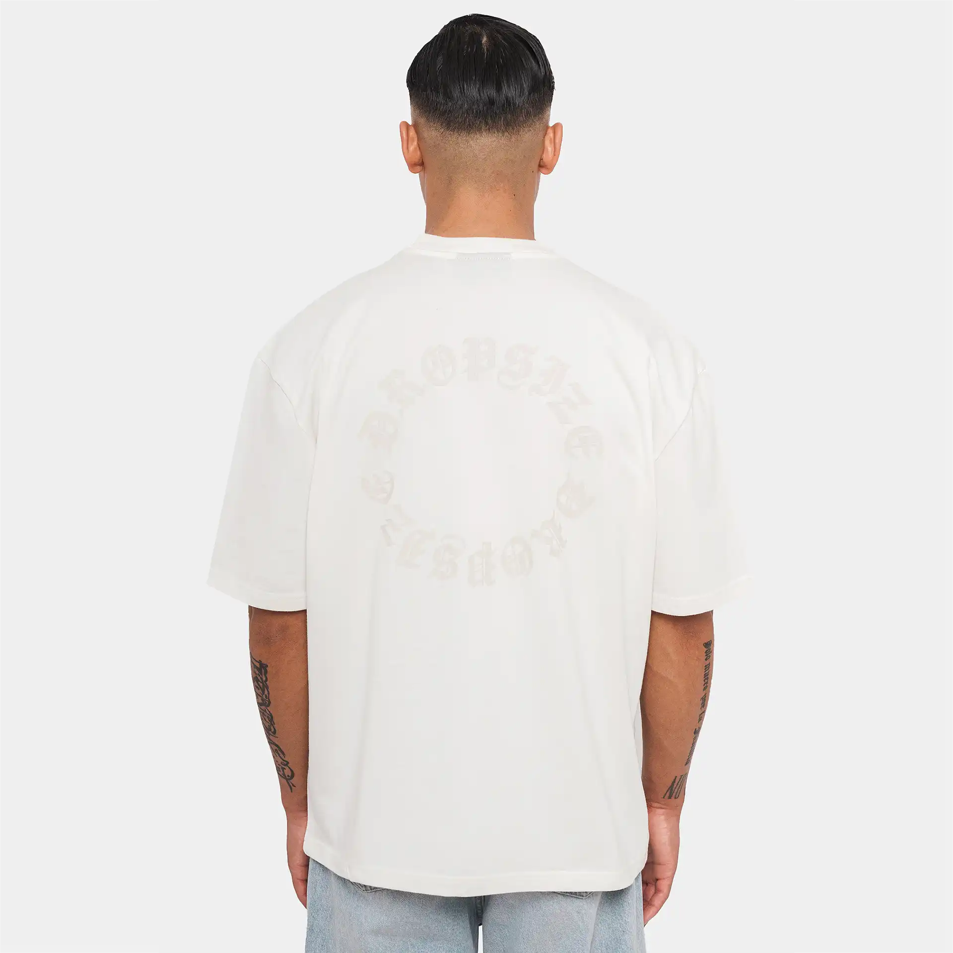Dropsize Heavy Oversize Circle Design T-Shirt Cream/Coconut