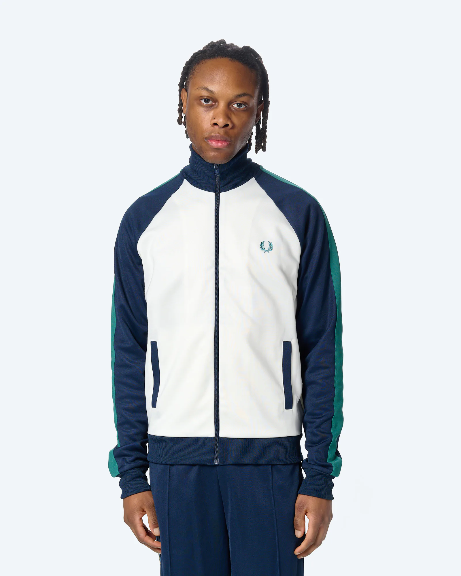 Fred Perry Contrast Sleeve Track Jacket Snow White